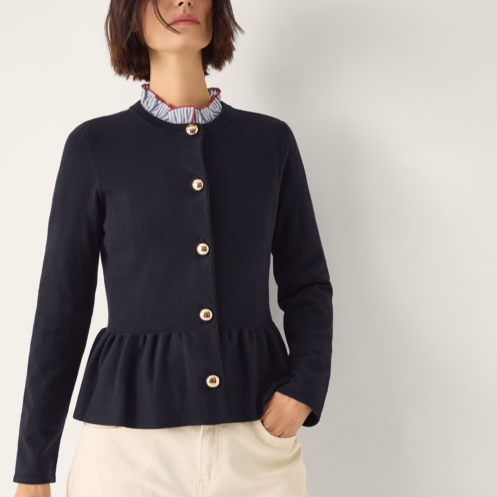 Monsoon Prune Peplum Cardigan