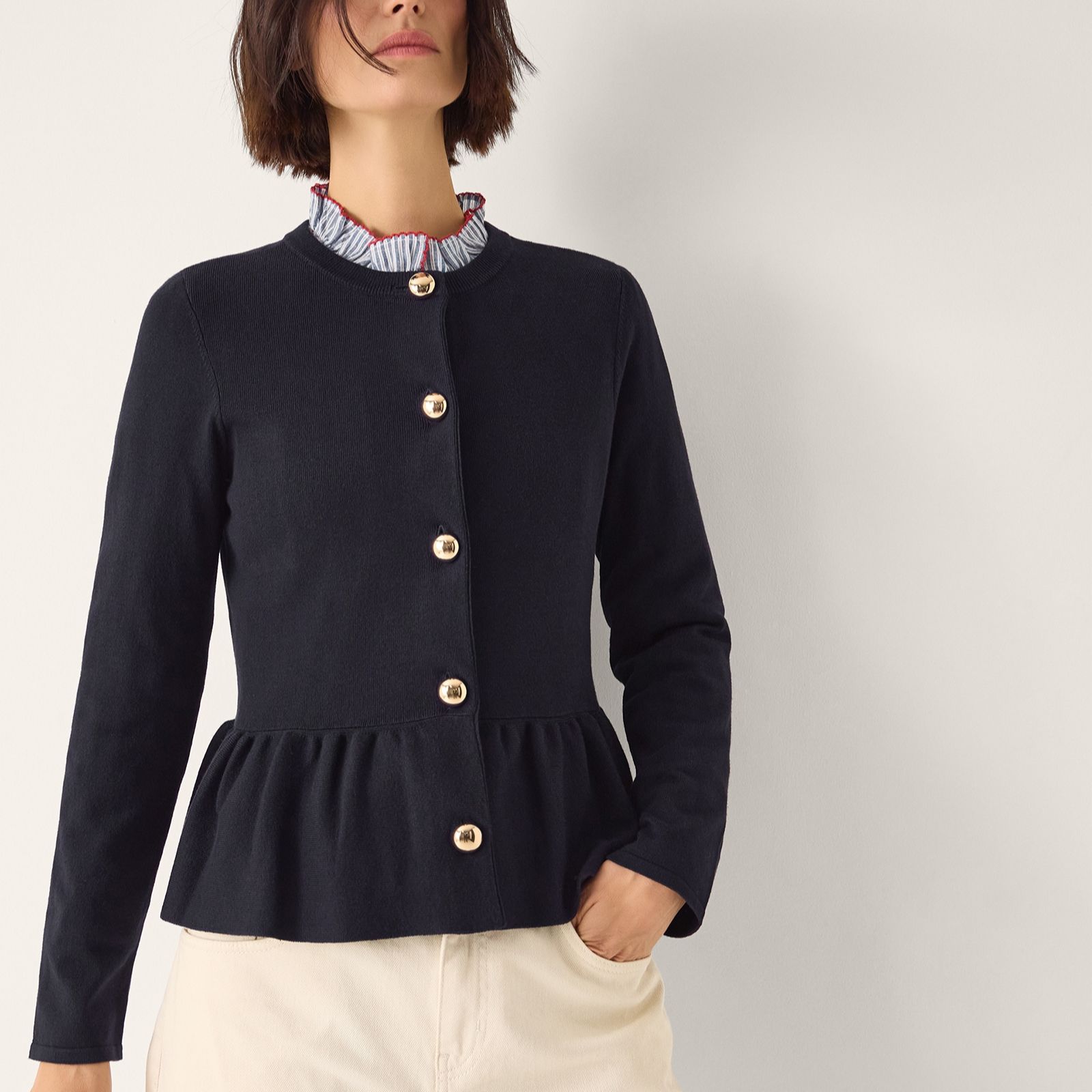 Monsoon Prune Peplum Cardigan