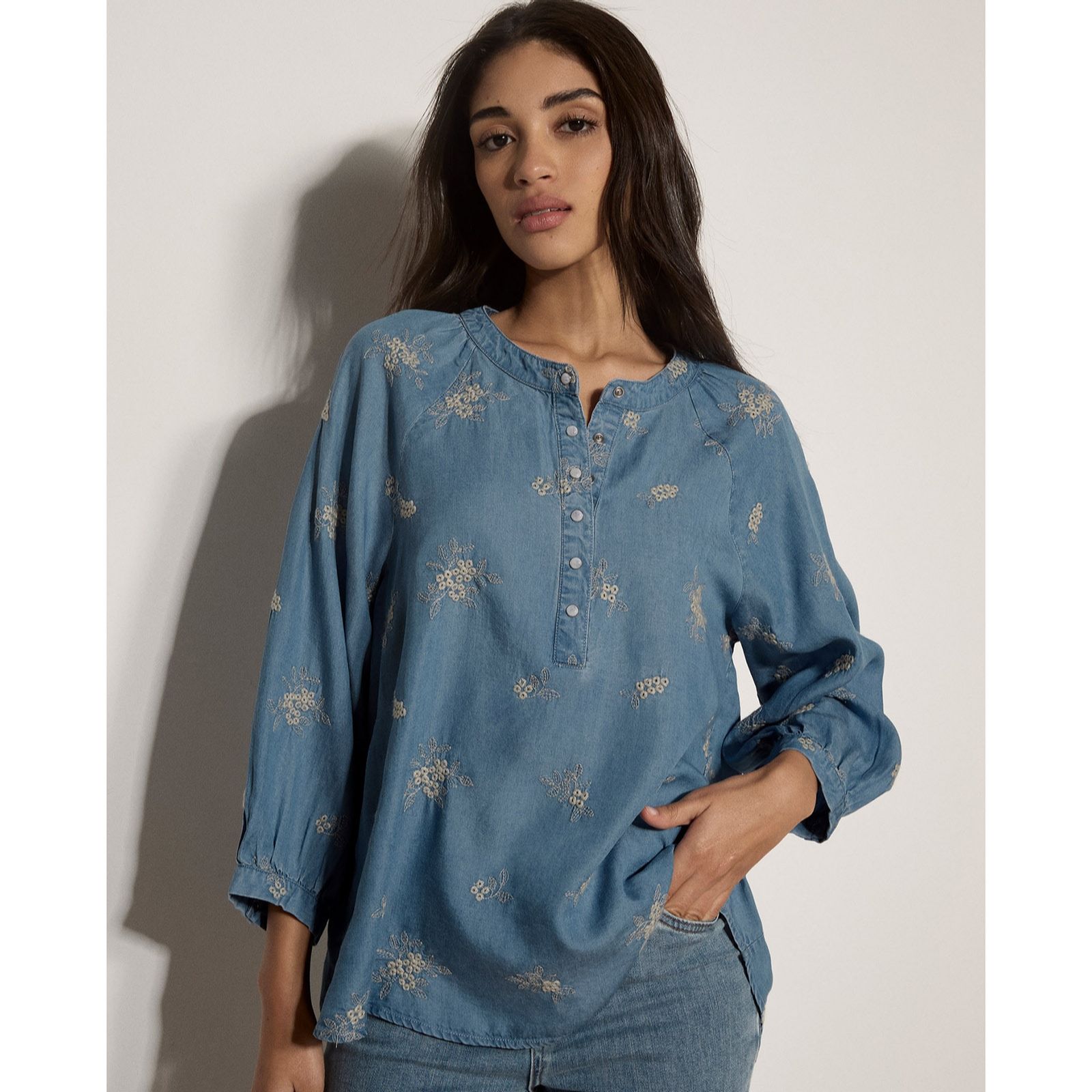 Apricot Floral Embroidered Blouse