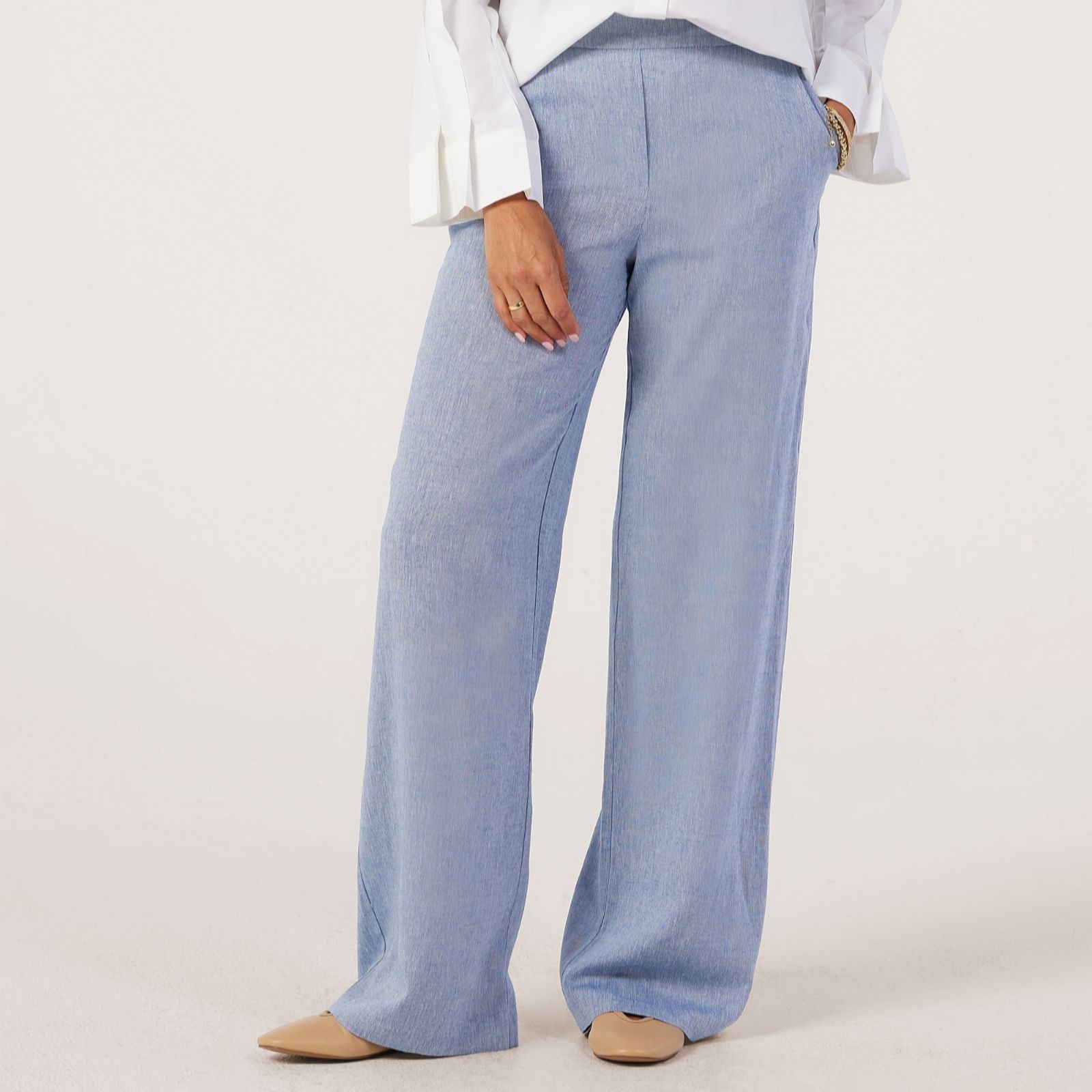 Helene Berman Linen Blend Trouser with Stretch Waistband