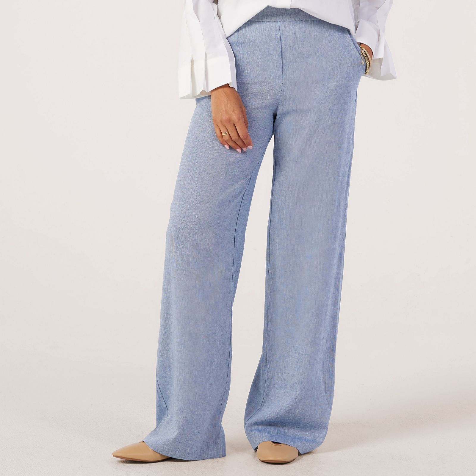 Helene Berman Linen Blend Trouser with Stretch Waistband