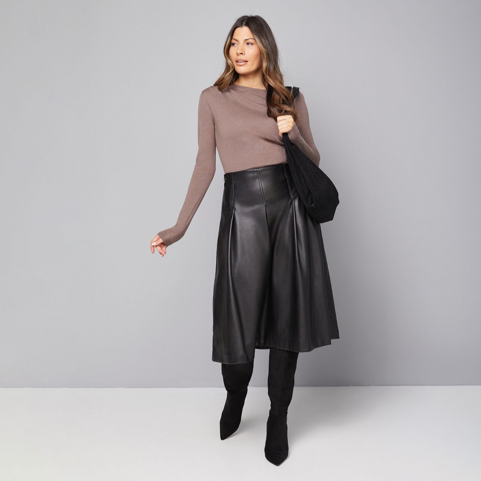 Wallis Faux Leather Midi Skirt