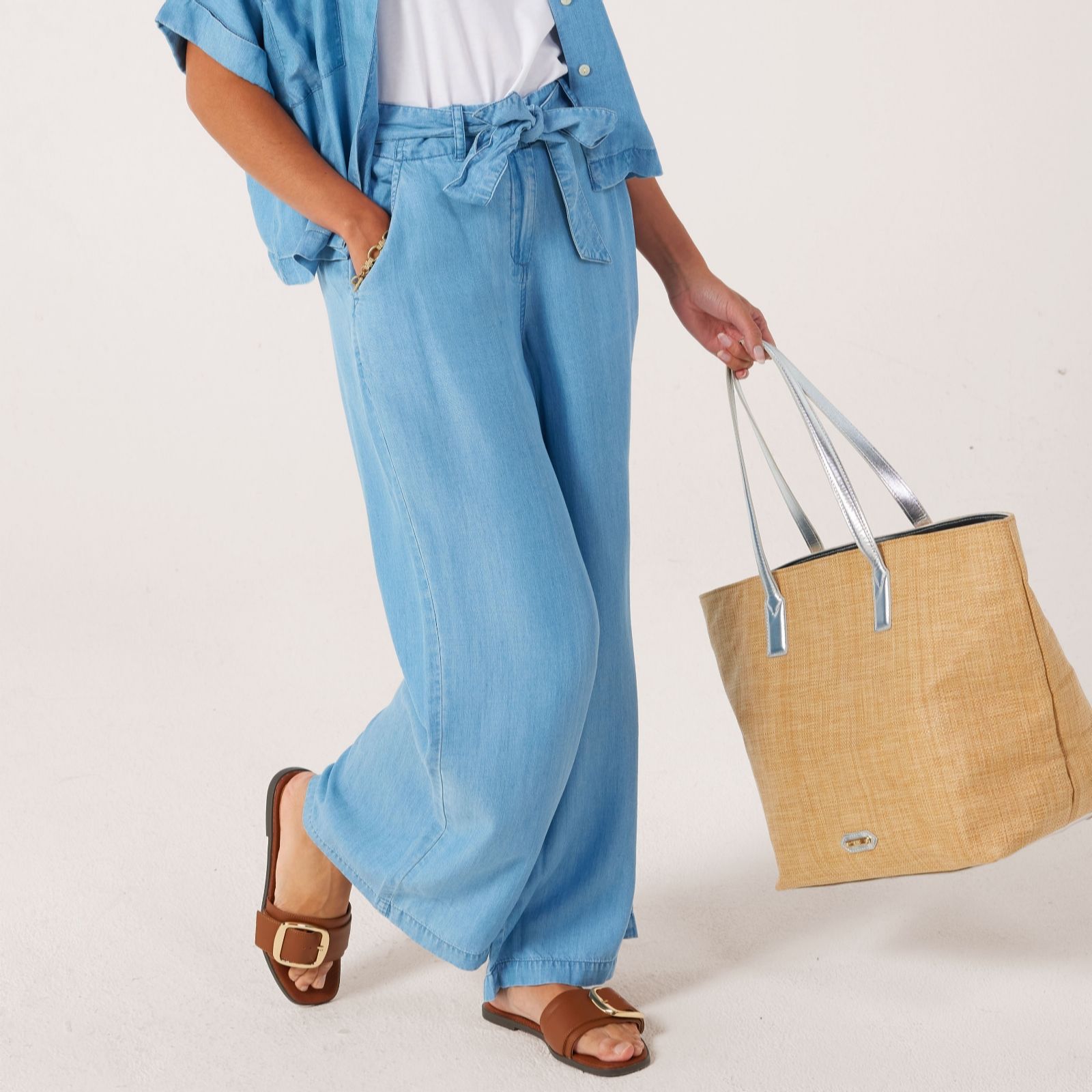Dannii Minogue Tencel Wide Leg Trousers Standard