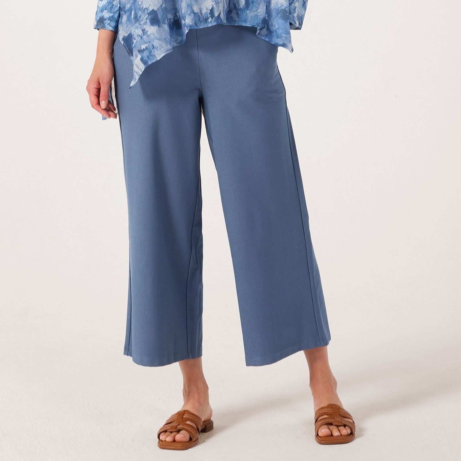 MarlaWynne Knit Crepe Wide Leg Petite Trousers