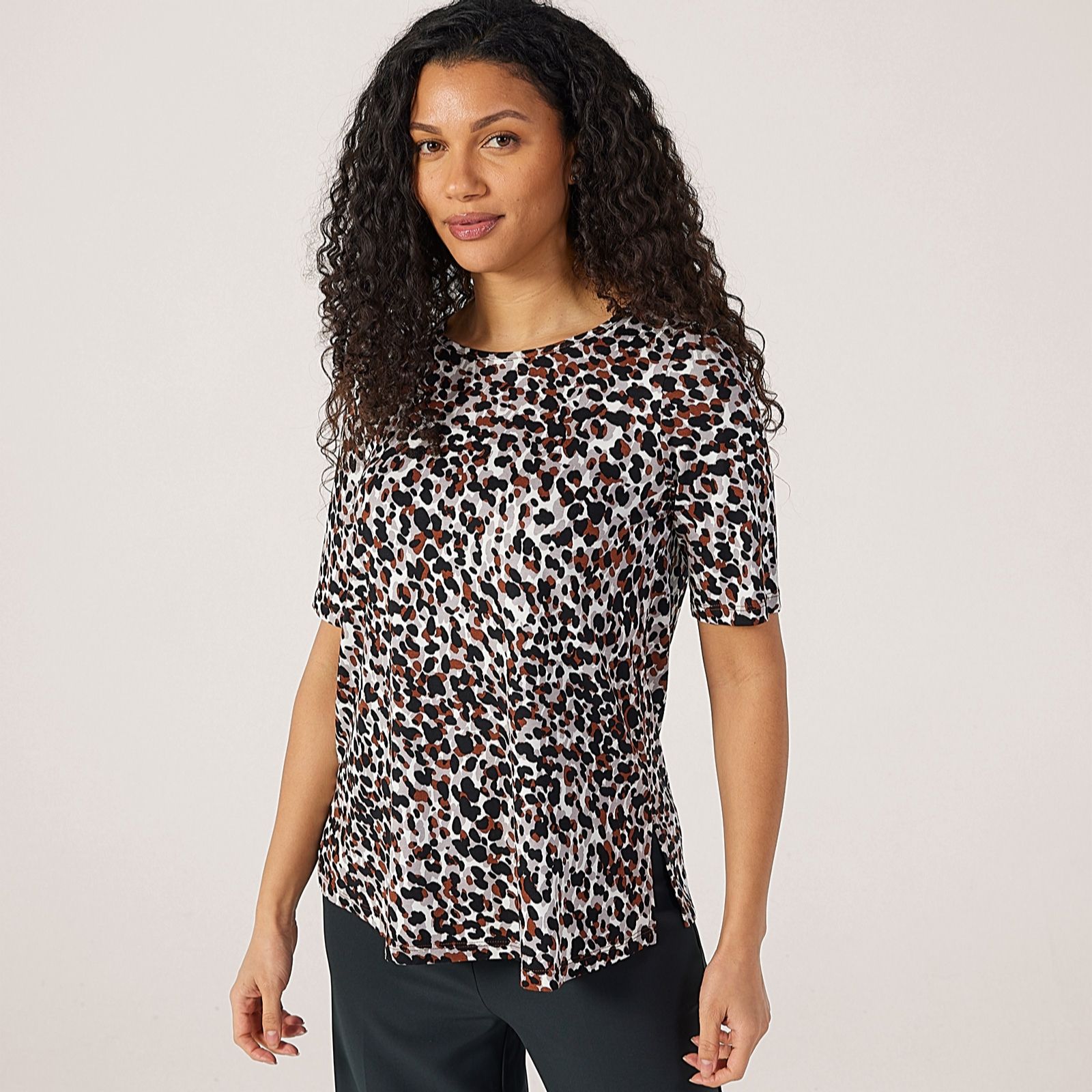 Kim & Co Printed Viscose Short Sleeve Top