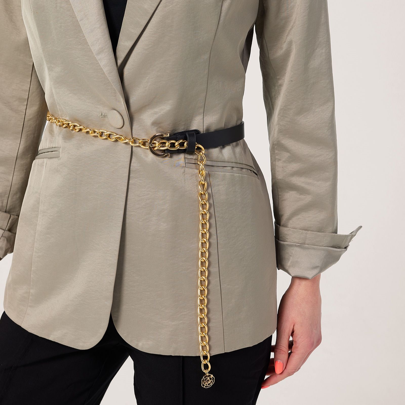 Kim & Co Pleather & Chain Belt