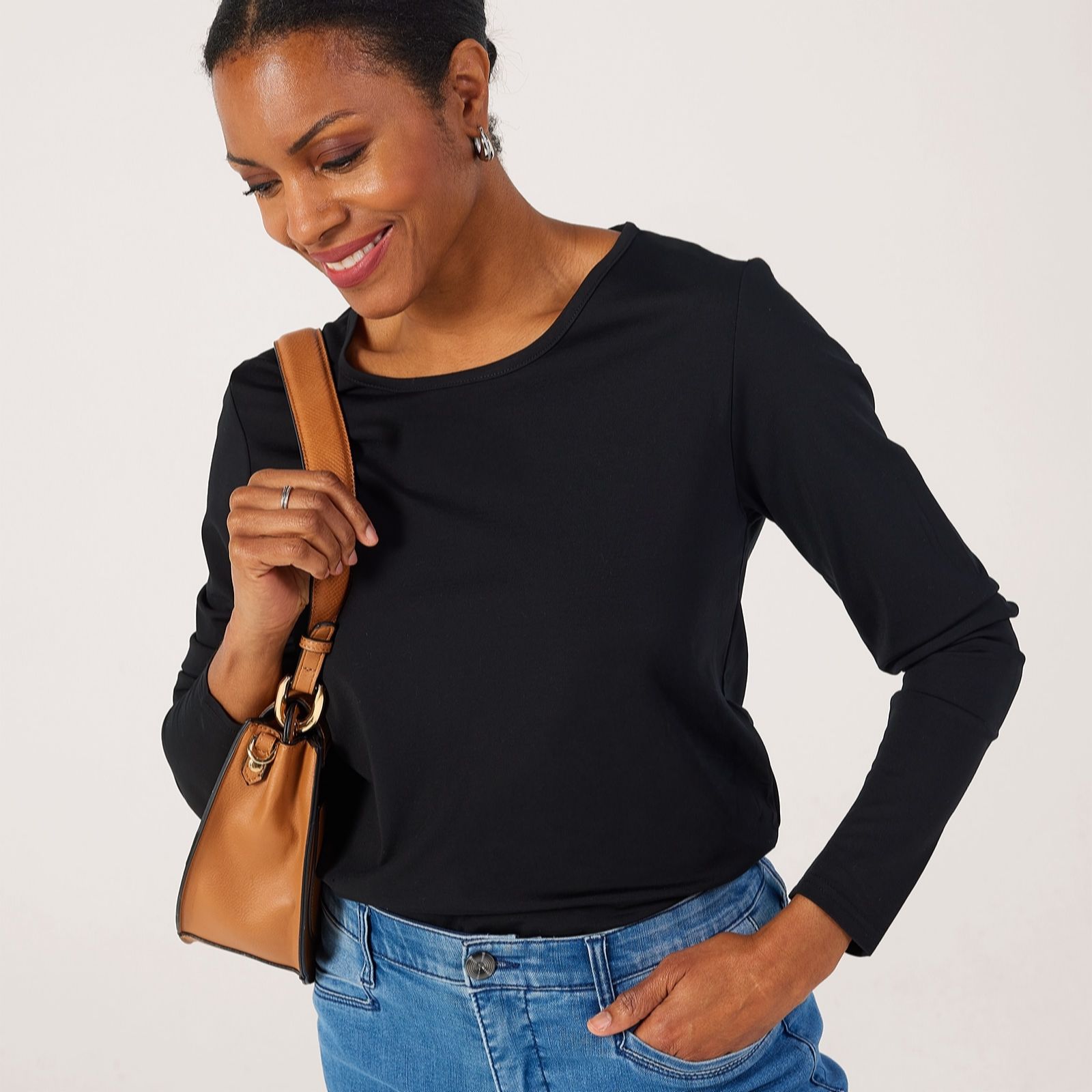 Malissa J Long Sleeve Round Neck Top