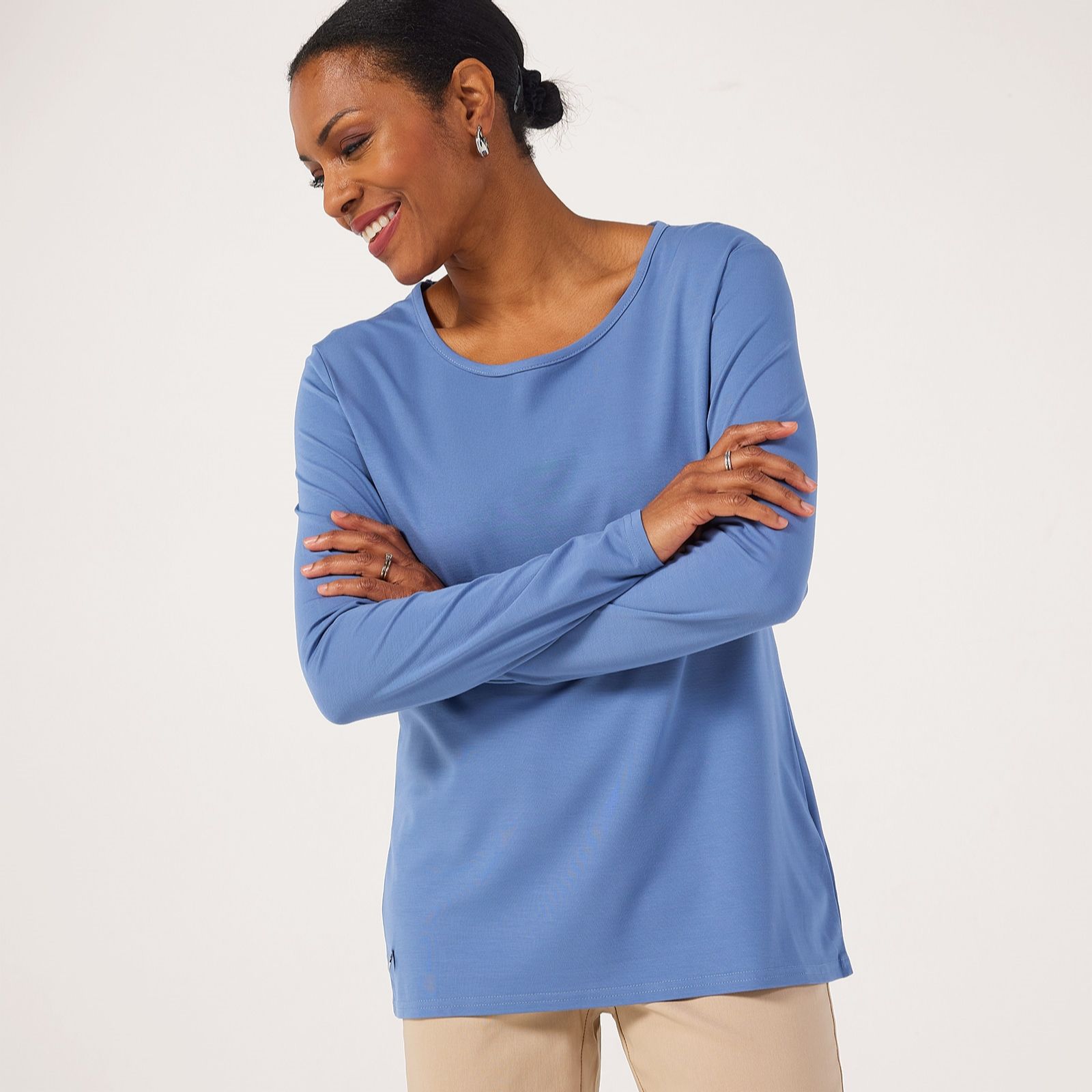 Malissa J Long Sleeve Round Neck Top