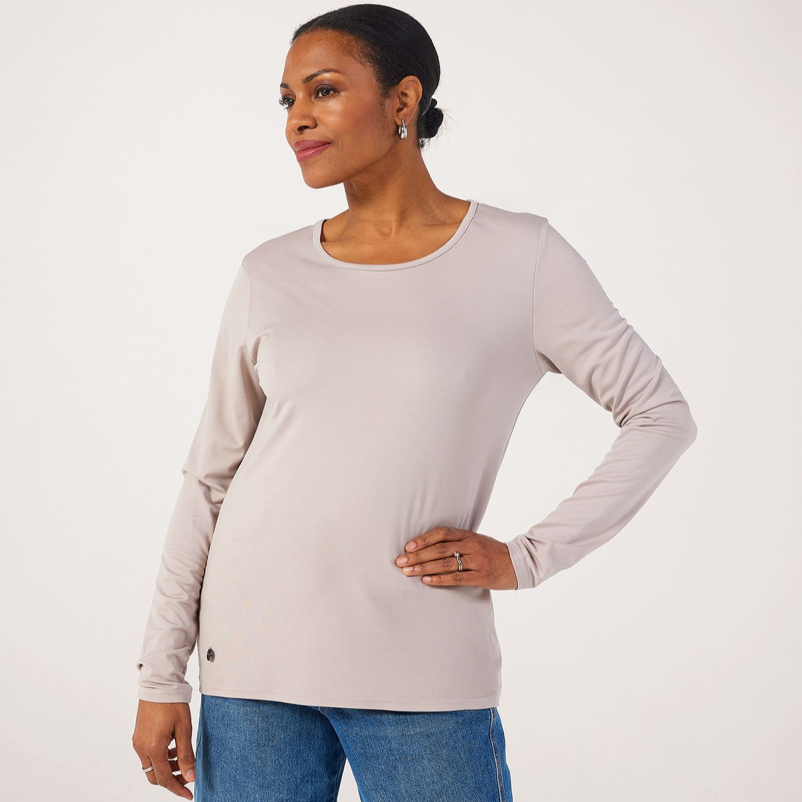 Malissa J Long Sleeve Round Neck Top