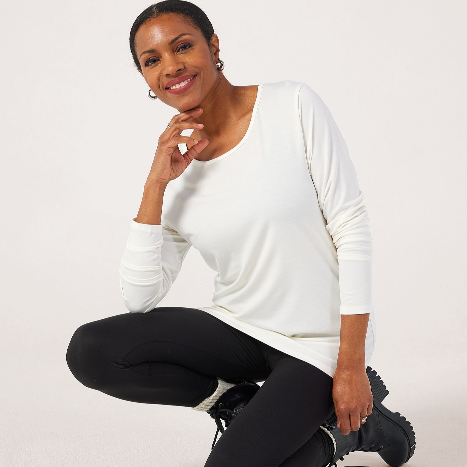 Malissa J Long Sleeve Round Neck Top