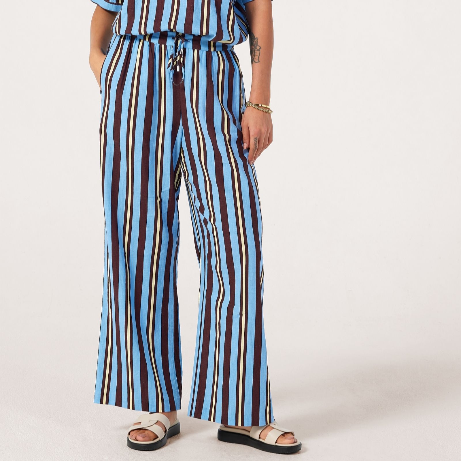 Ben de Lisi Studio 70 Stripe Wide-Leg Trousers Petite