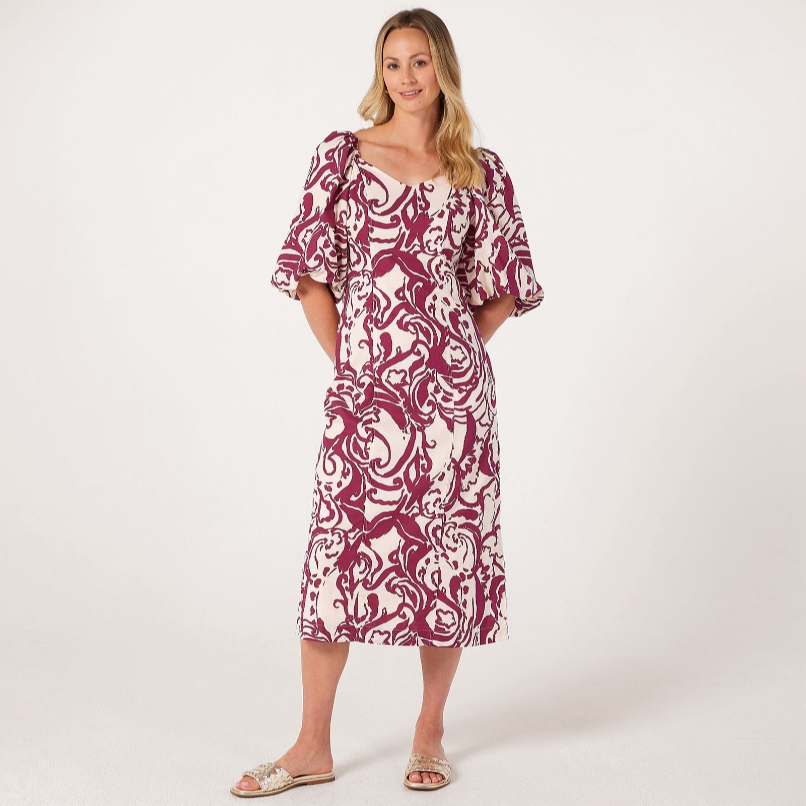 YAS Fleur Simple Midi Dress