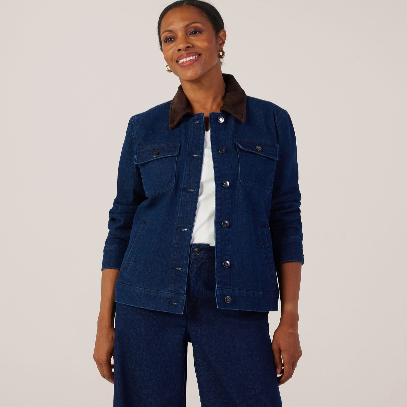 Ruth Langsford Denim Jacket with Cord Collar