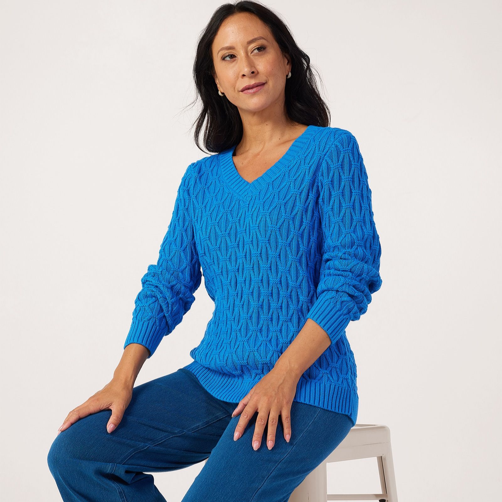 Denim & Co. Cotton Cable Jumper