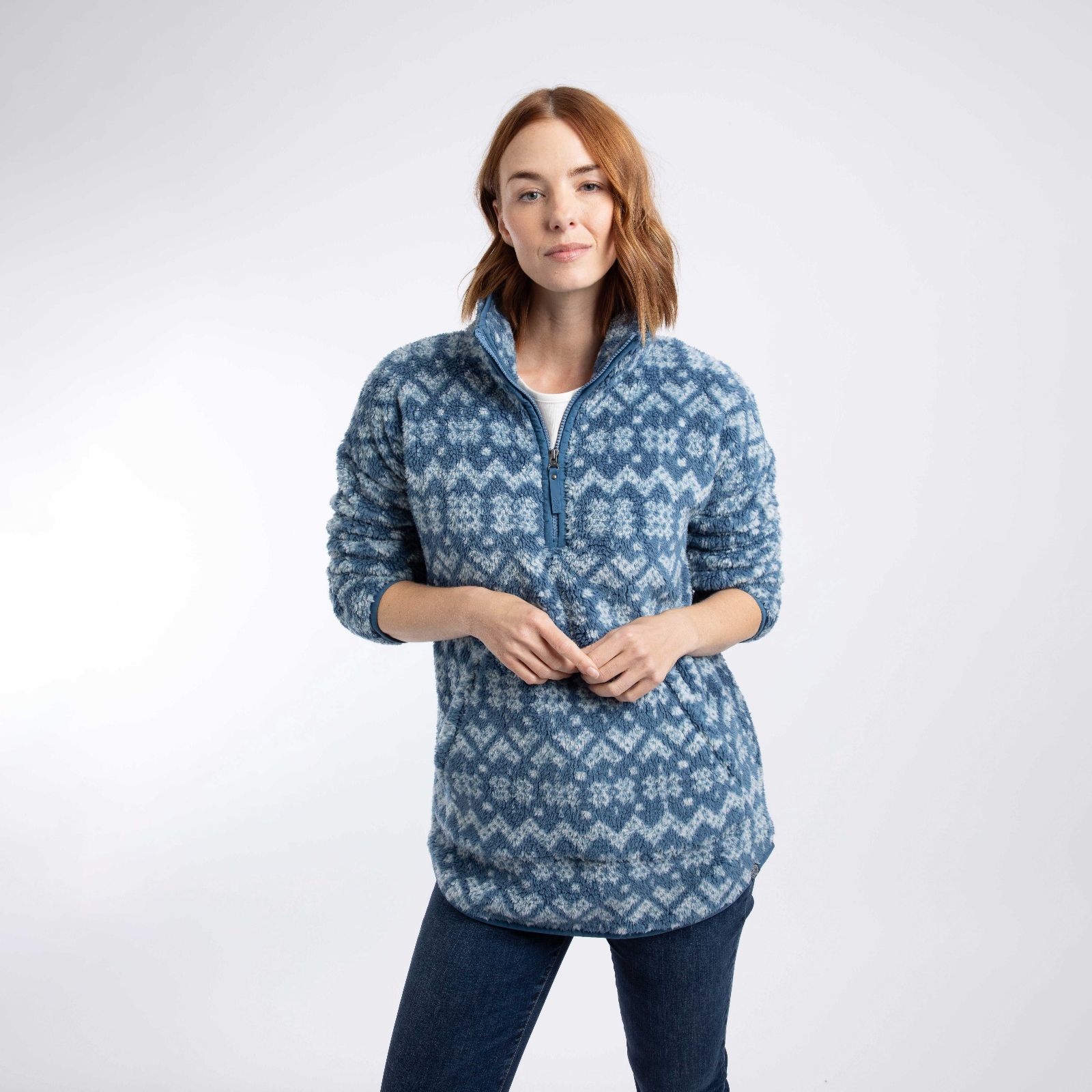 Weird Fish Pikard Printed Plush Quarter Zip Fleece