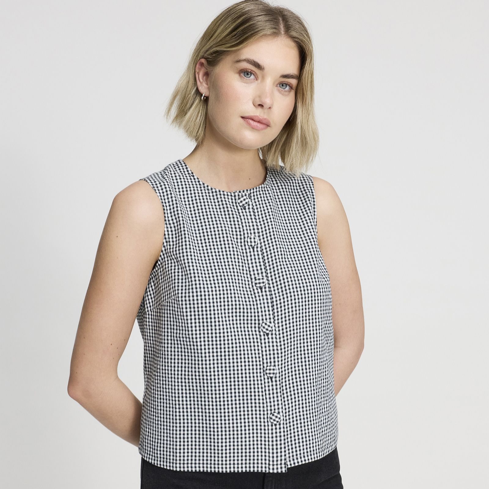 Finery London Maggie Cotton Gingham Button Up Top