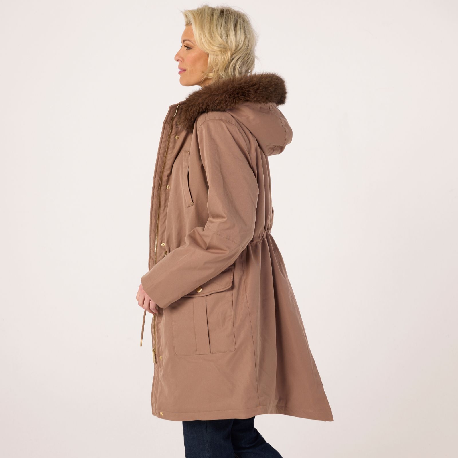 Ruth Langsford Faux Fur Collar Parker Coat