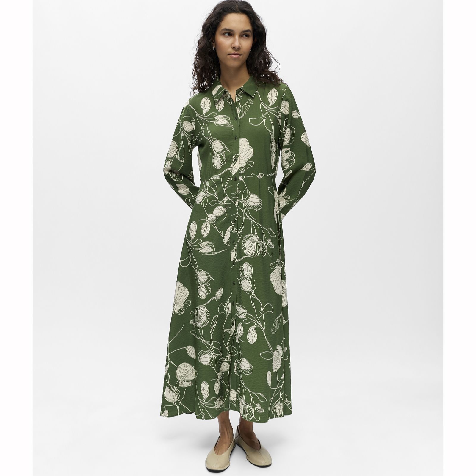 Object Jacira Long Sleeve Print Shirt Dress