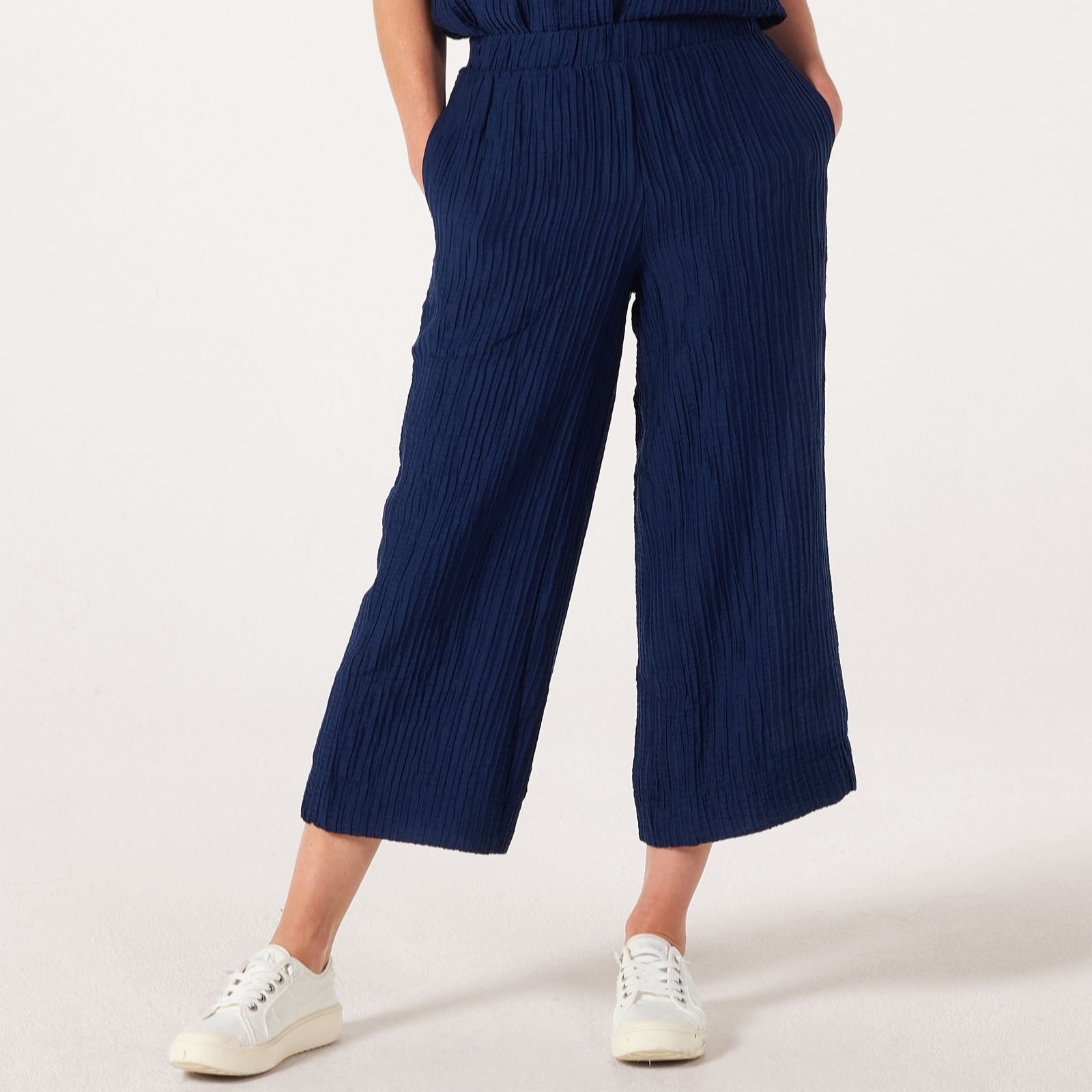 MarlaWynne Textured Crinkle Palazzo Trousers