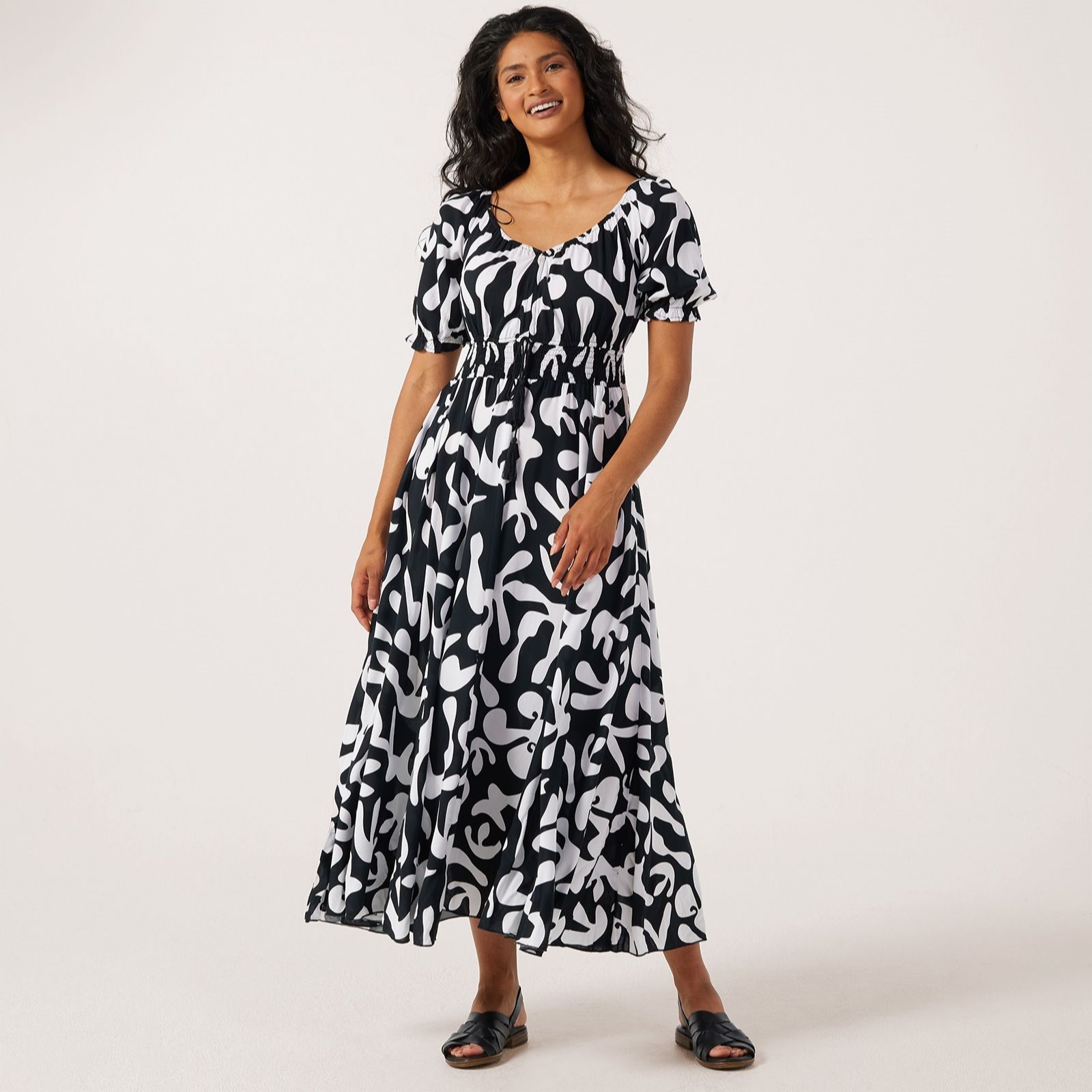 Izabel London Puff Sleeve Printed Maxi Dress
