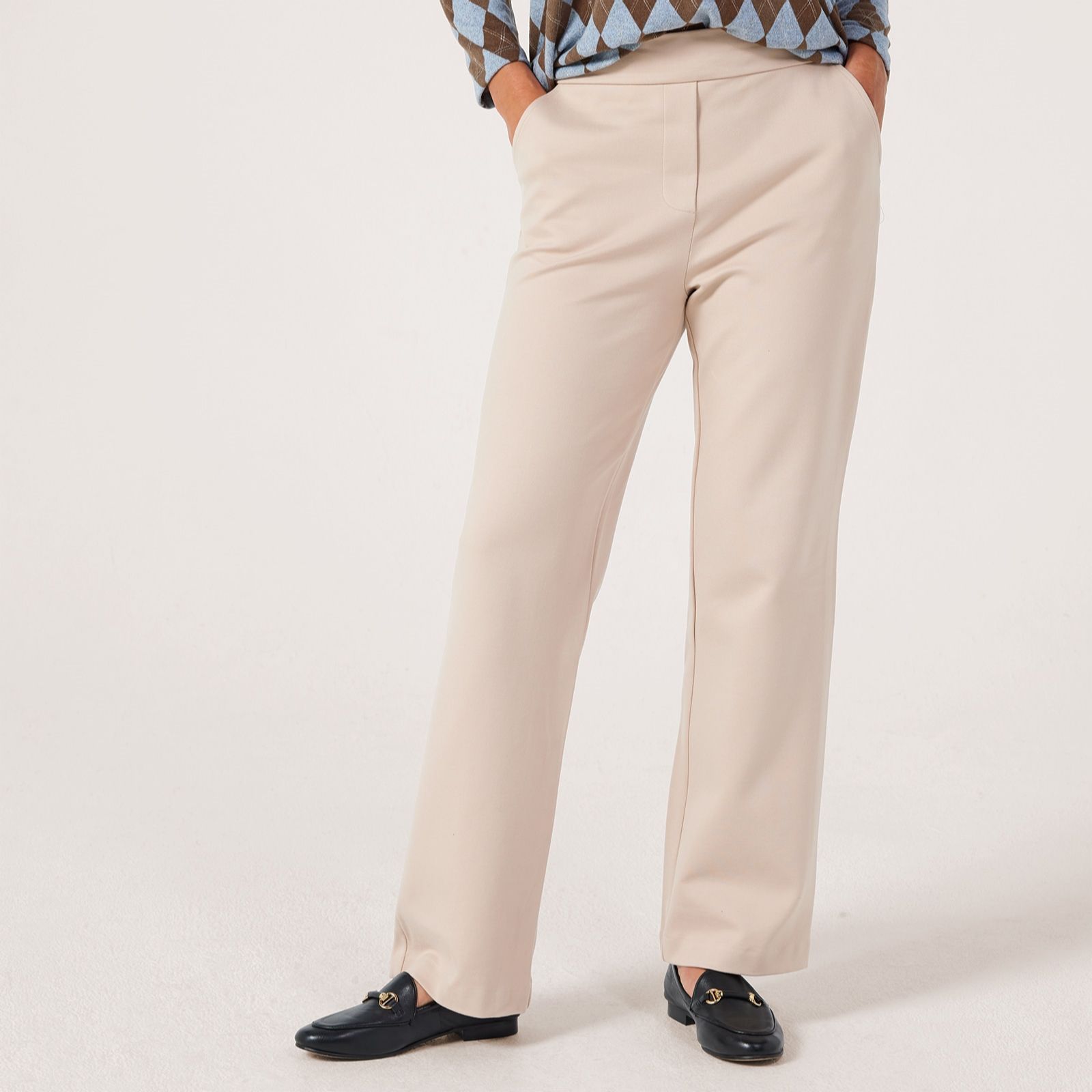 Kim & Co Strech Ponte Mary Straight Leg Petite Trousers with Pockets