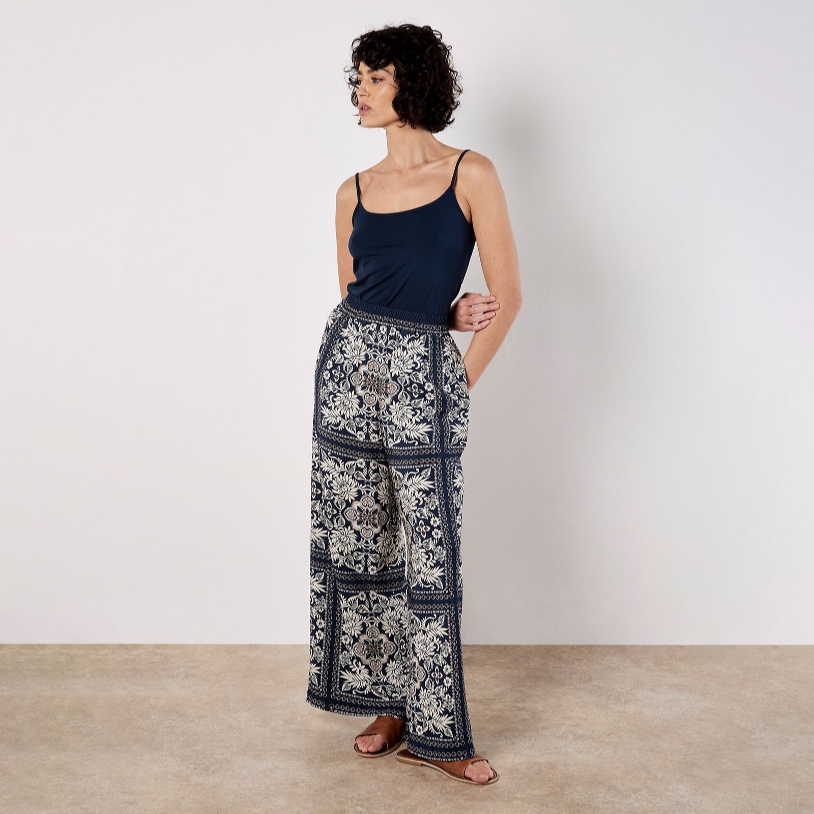 Apricot Apricot Kimono Scarf Print Flare Trousers