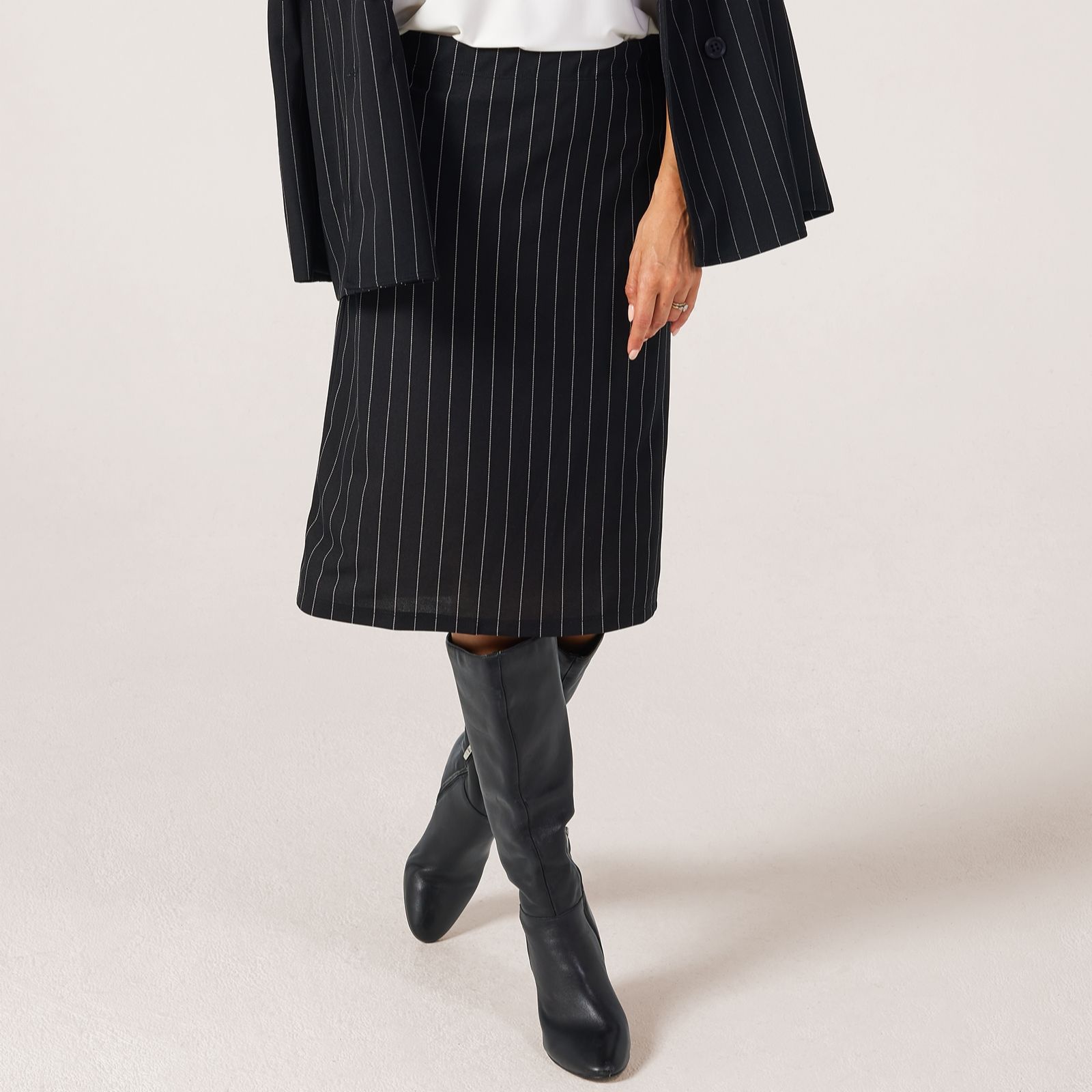 Kim & Co Pinstripe Ponte Pencil Skirt