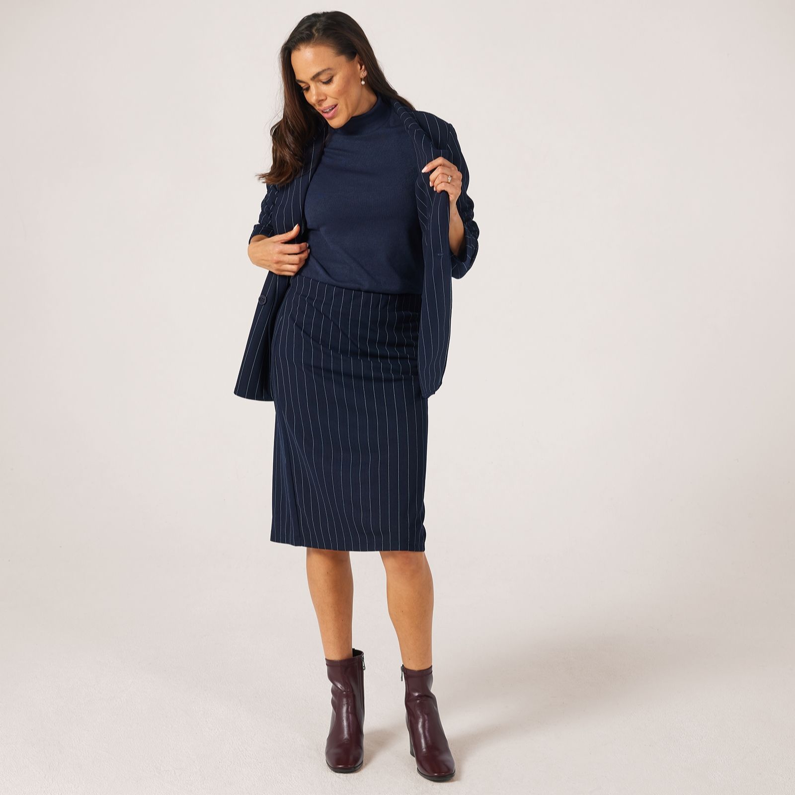 Kim & Co Pinstripe Ponte Pencil Skirt