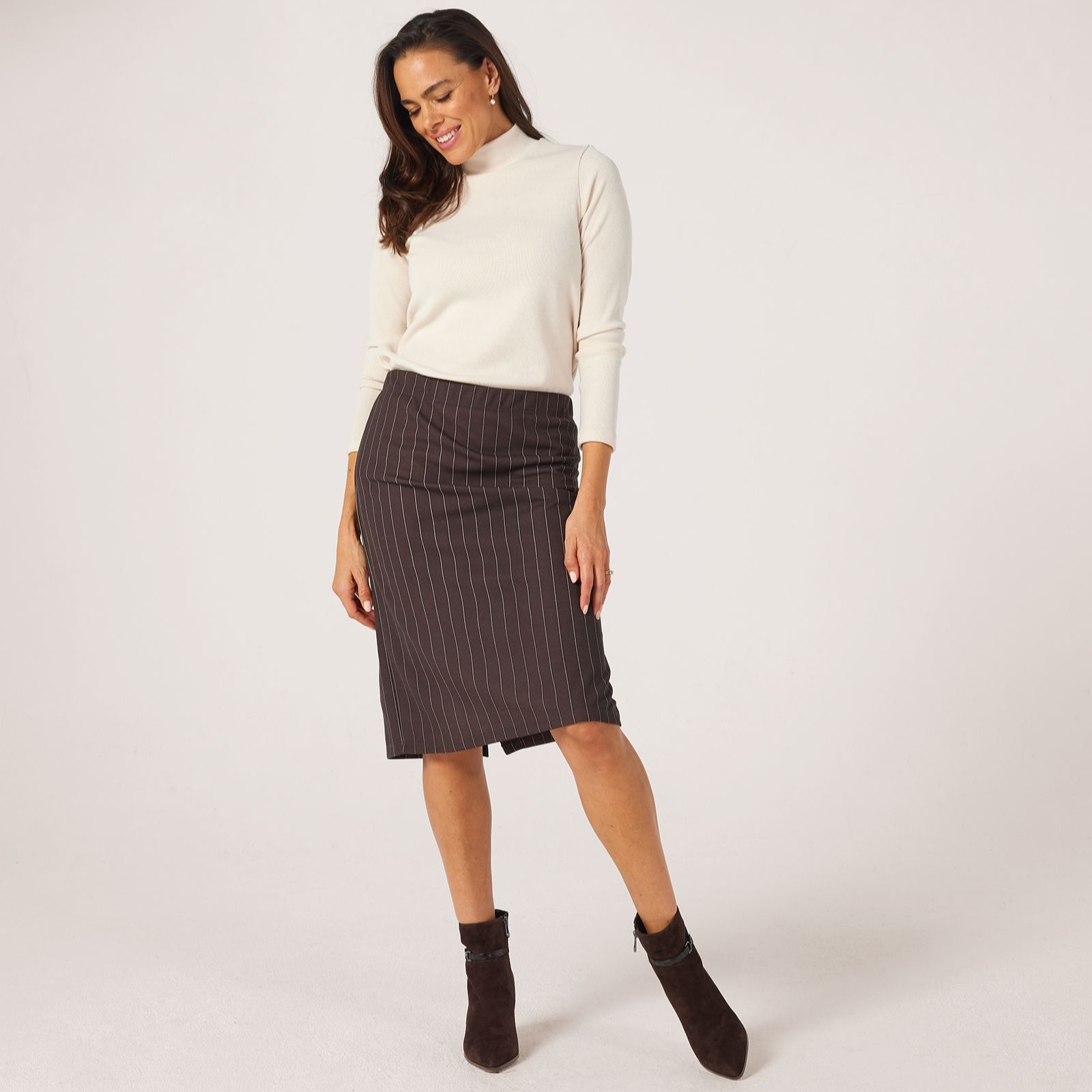 Kim & Co Pinstripe Ponte Pencil Skirt