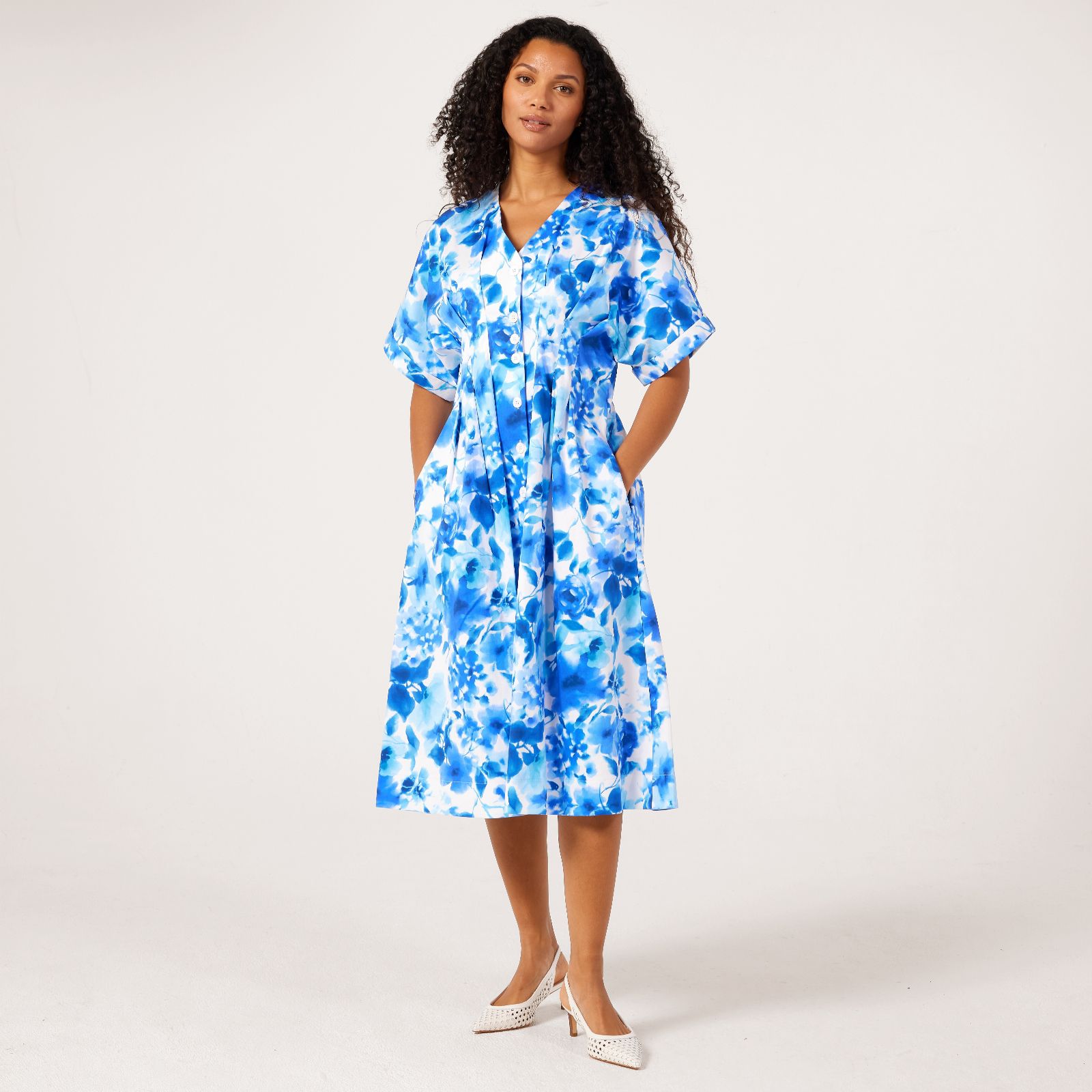 Helene Berman Floral Print Tiered Midi Dress