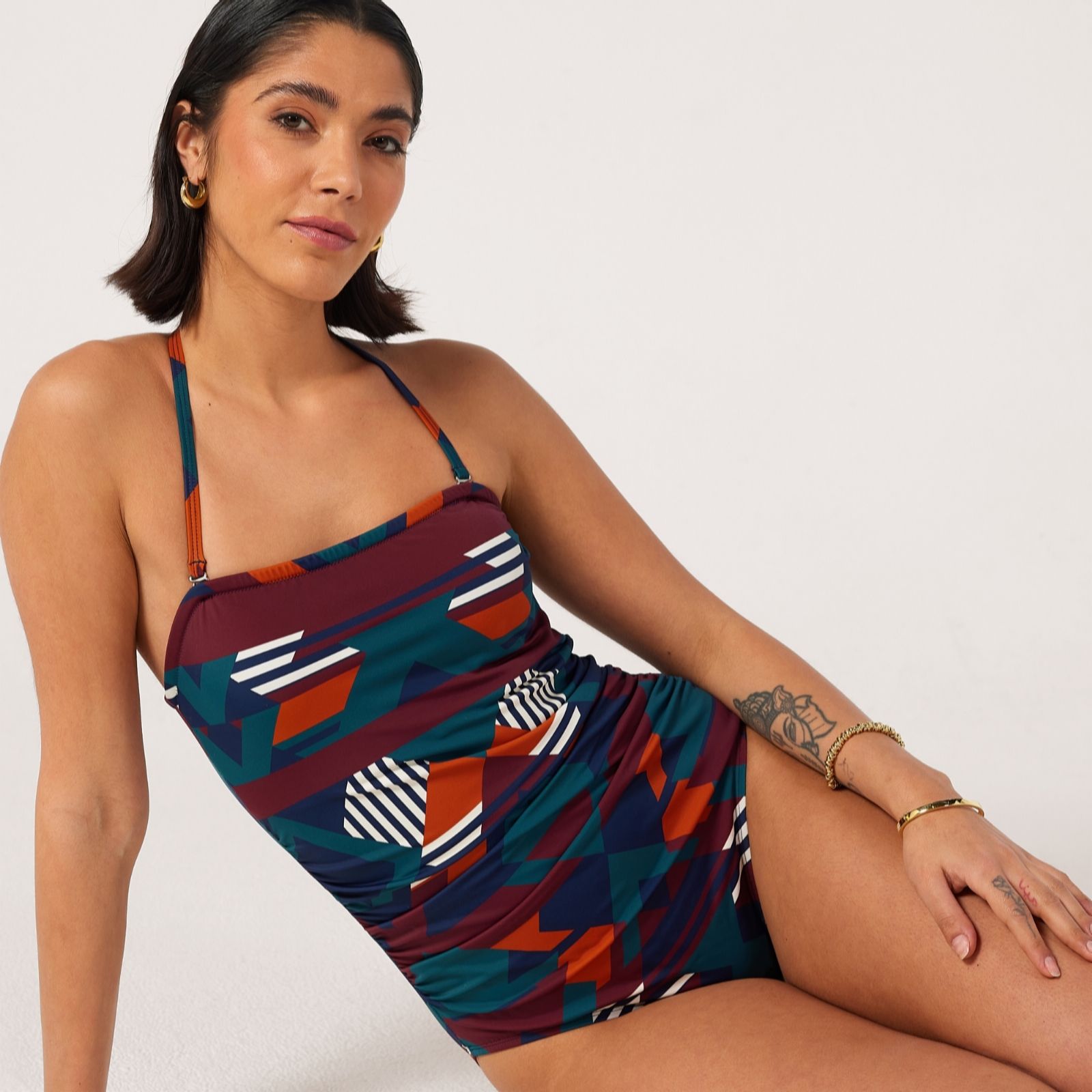Ben de Lisi Studio 70 Bandeau Geo Print Swimsuit