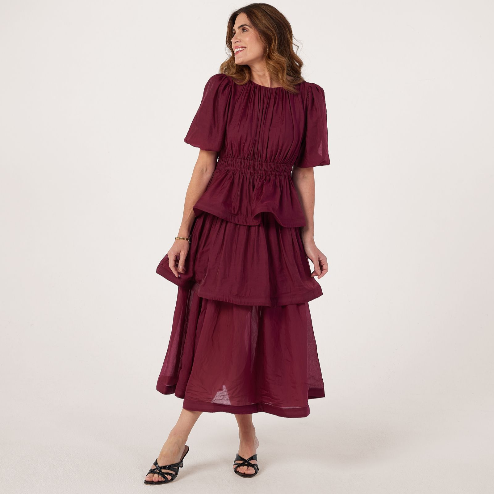 YAS Tilla Tiered Midi Dress