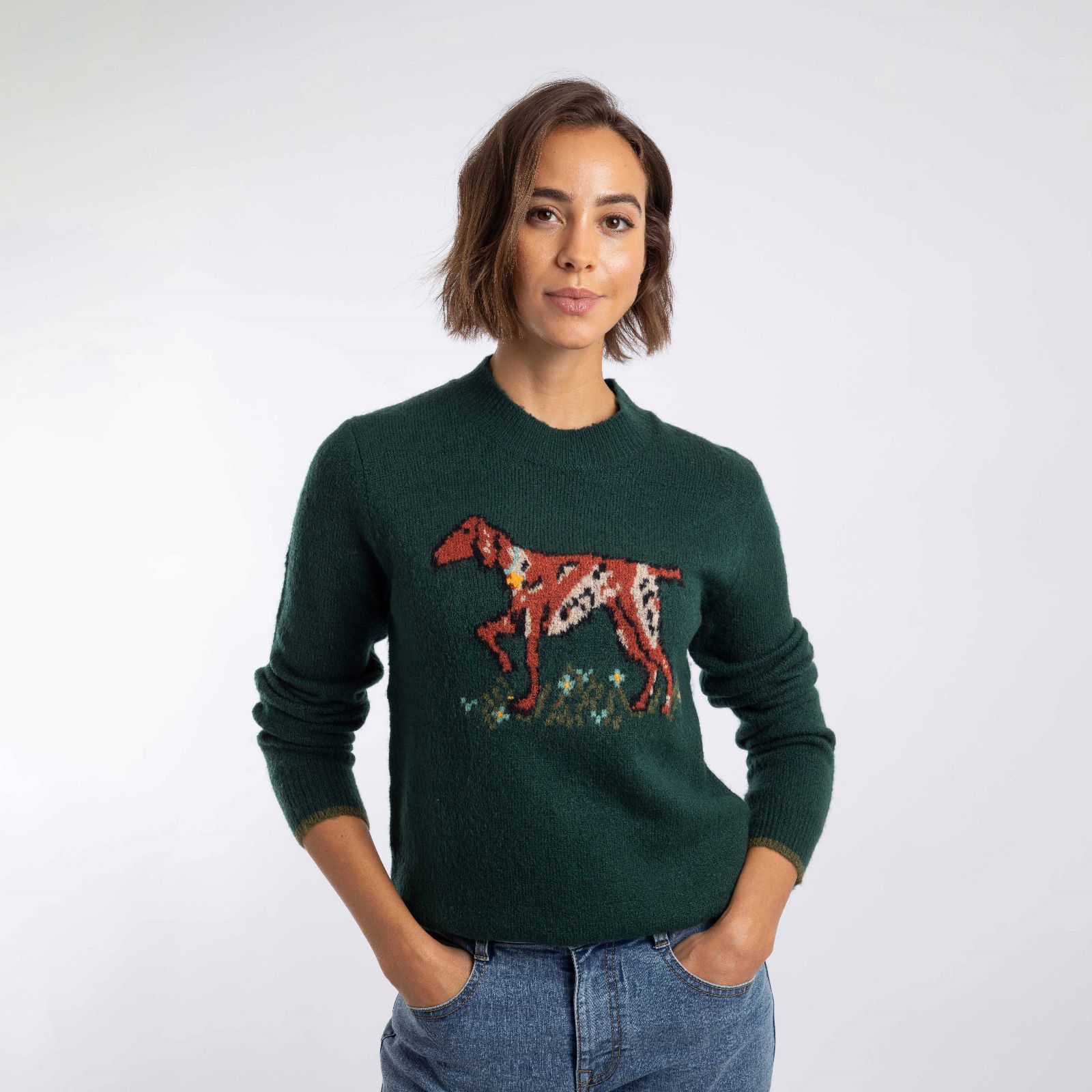 Weird Fish Pointer Intarsia Knitted Jumper