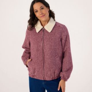 Denim & Co. Brushed Check Bomber Jacket