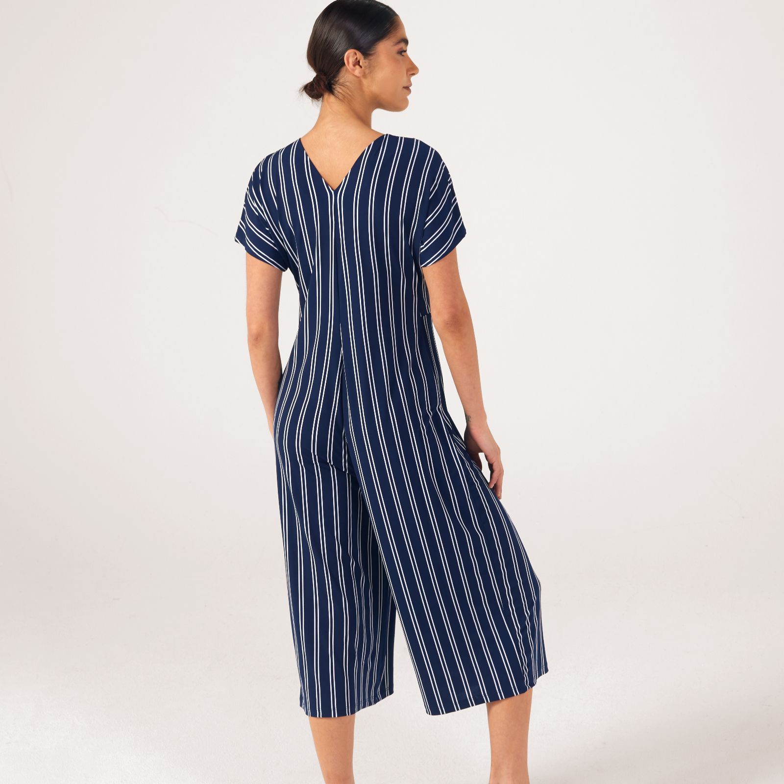 Kim Co Brazil Jersey Gaucho Twist Front Jumpsuit QVC UK