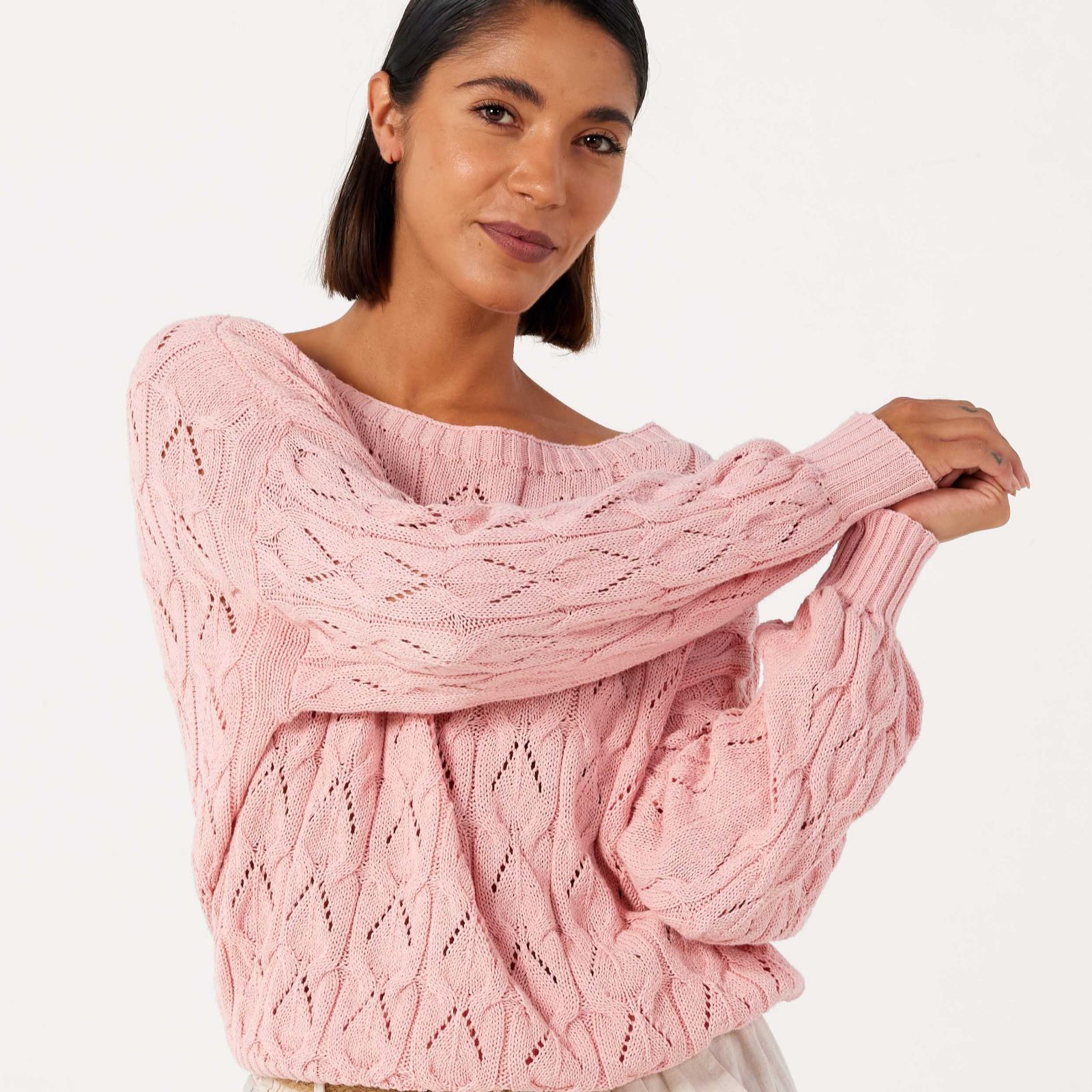Only Pointelle Detail Pullover Sweater