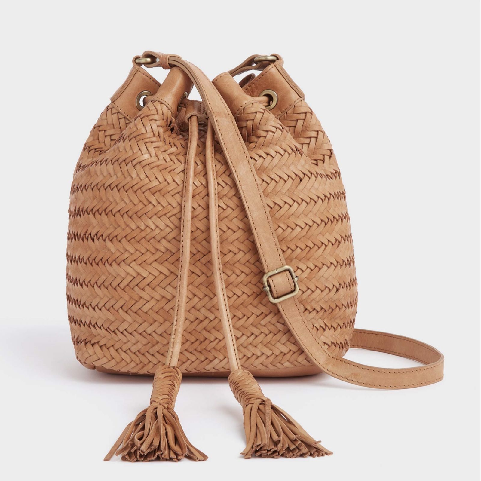 Osprey London Joss Bucket Woven Leather Bag QVC UK