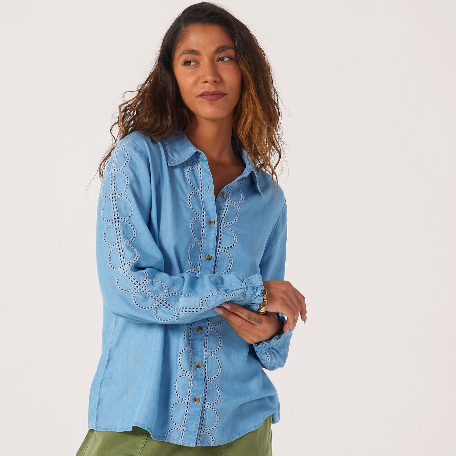Ben De Lisi Embroidered Tencel Shirt