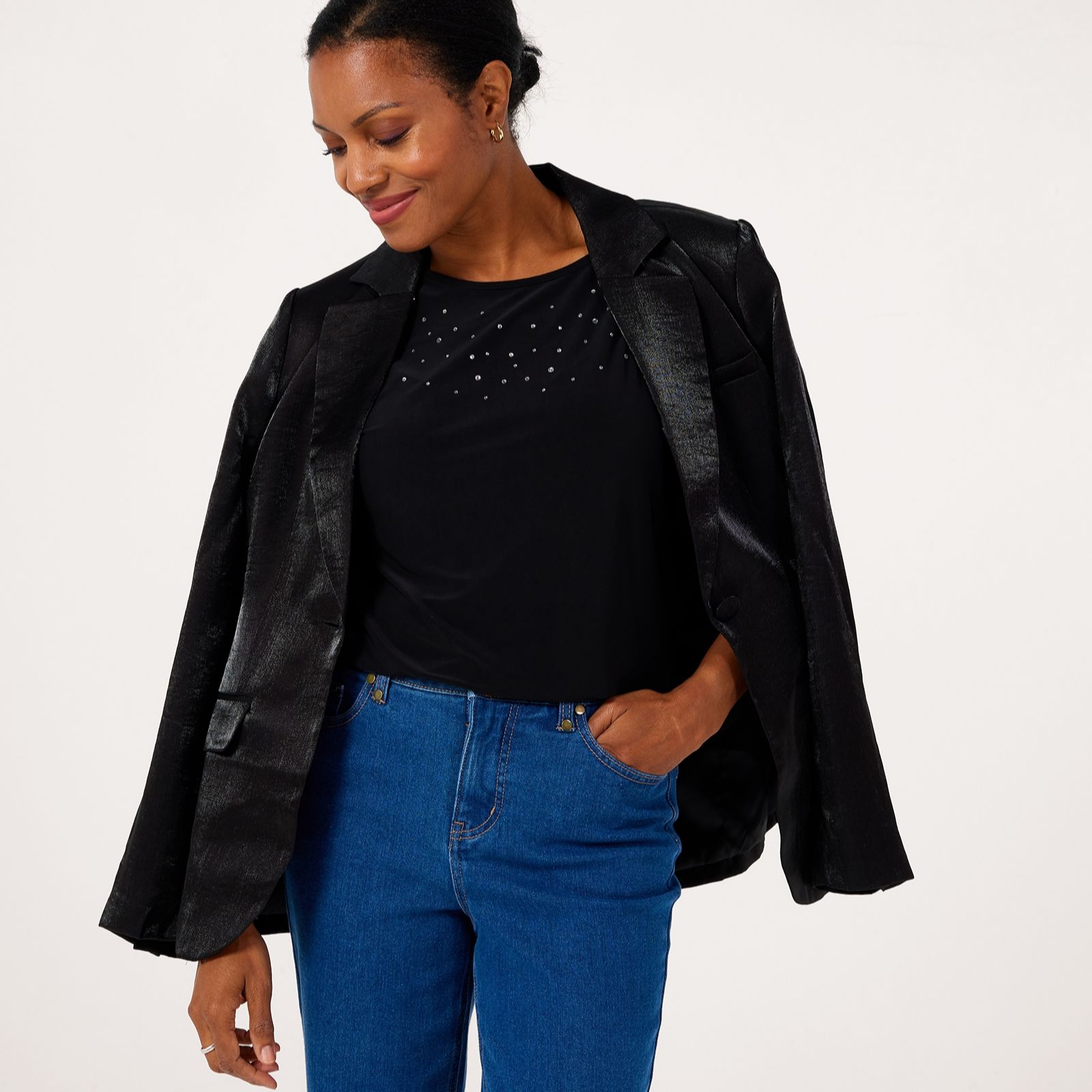 Kim & Co Deluxe Brazil Jersey Dolman Sleeve Rhinestone Top