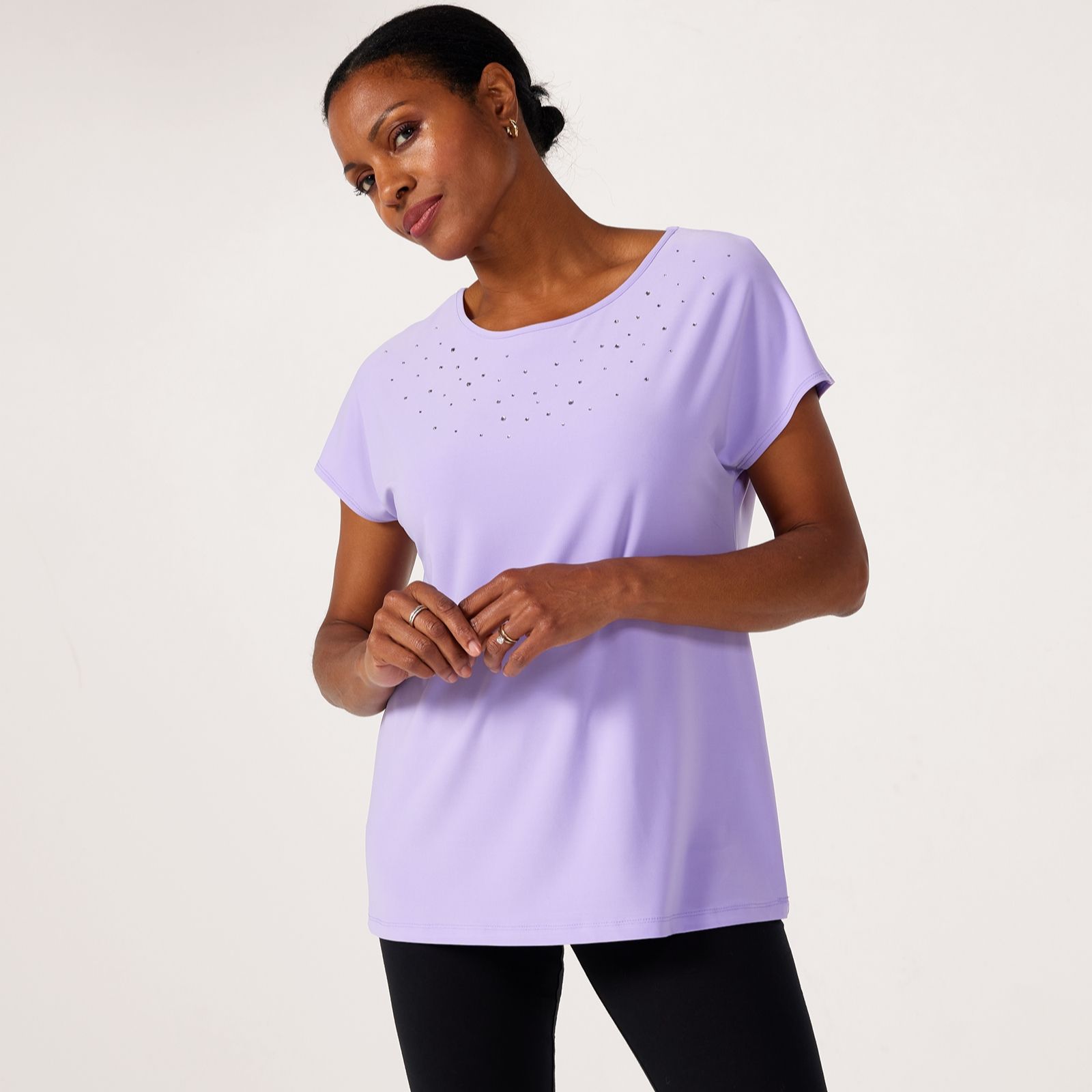 Kim & Co Deluxe Brazil Jersey Dolman Sleeve Rhinestone Top