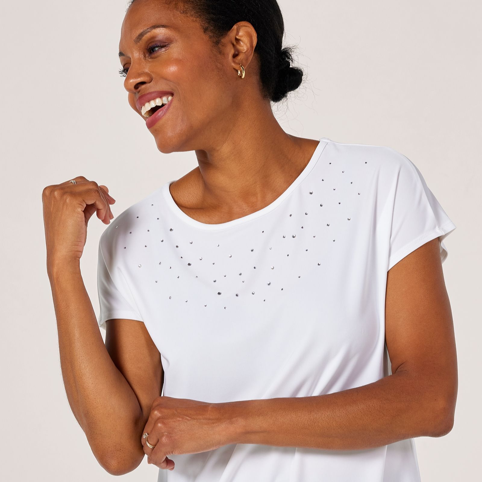 Kim & Co Deluxe Brazil Jersey Dolman Sleeve Rhinestone Top