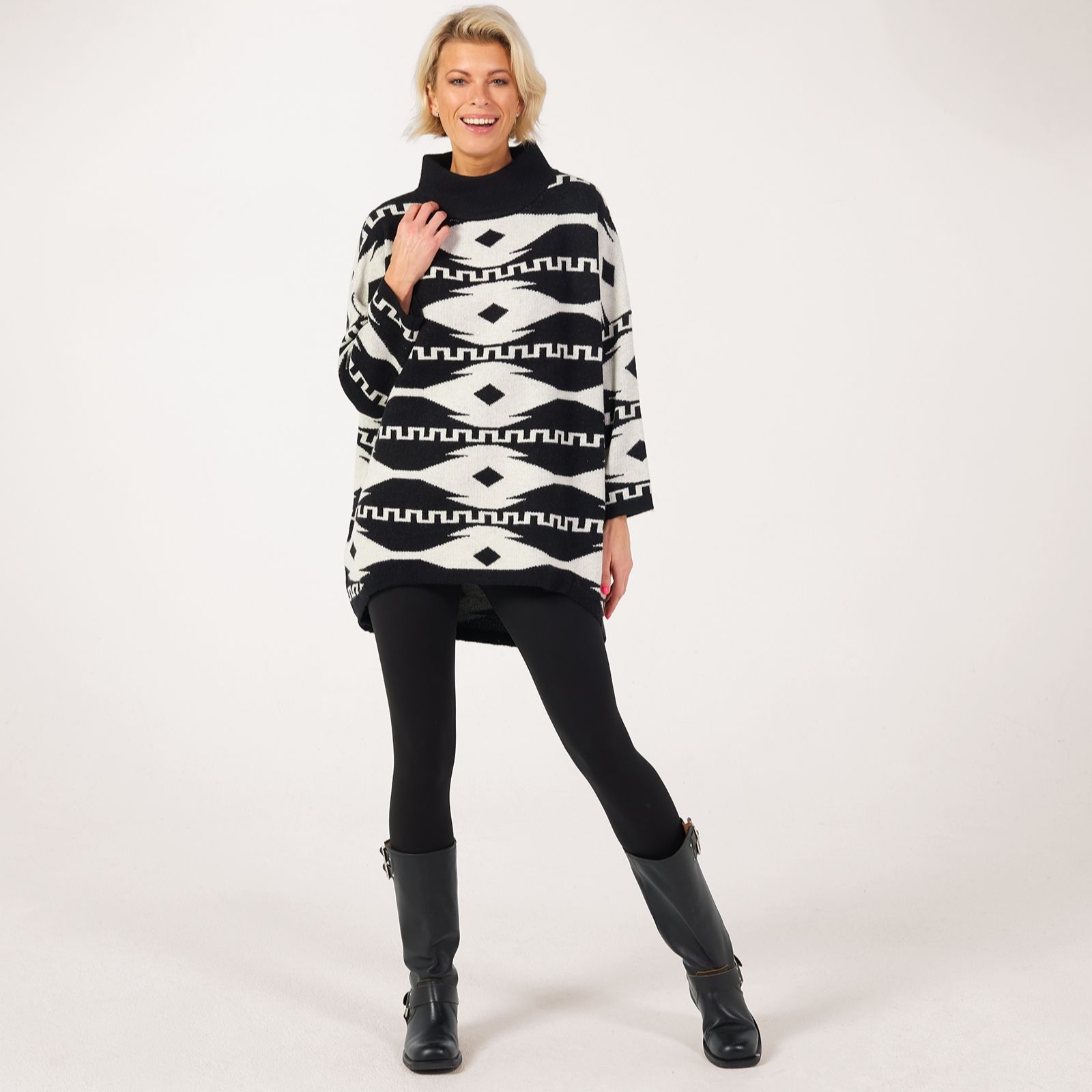 Frank Usher High Neck 2 Tone Knit Jumper