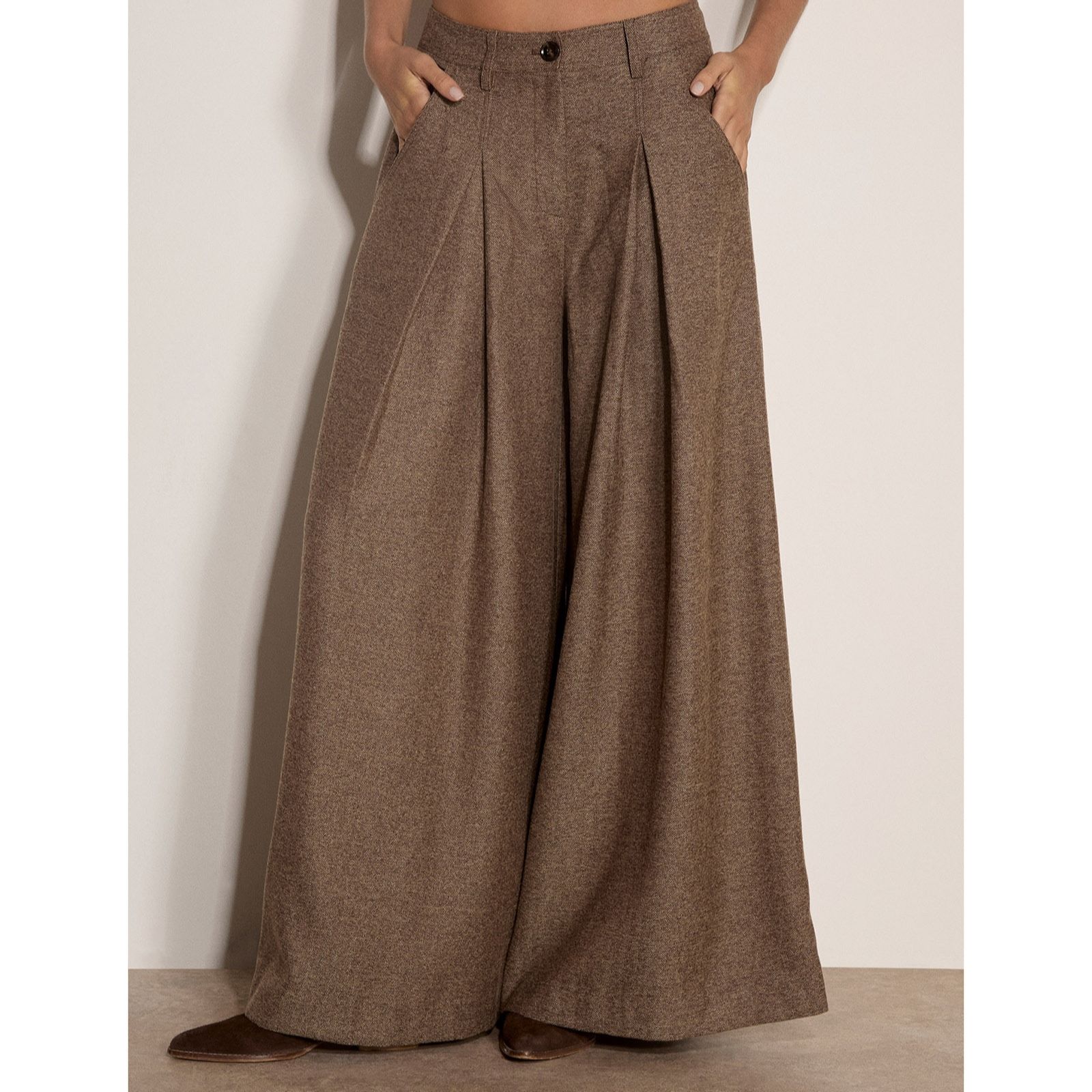 Apricot Inverted Pleat Super Wide Tailored Trouser