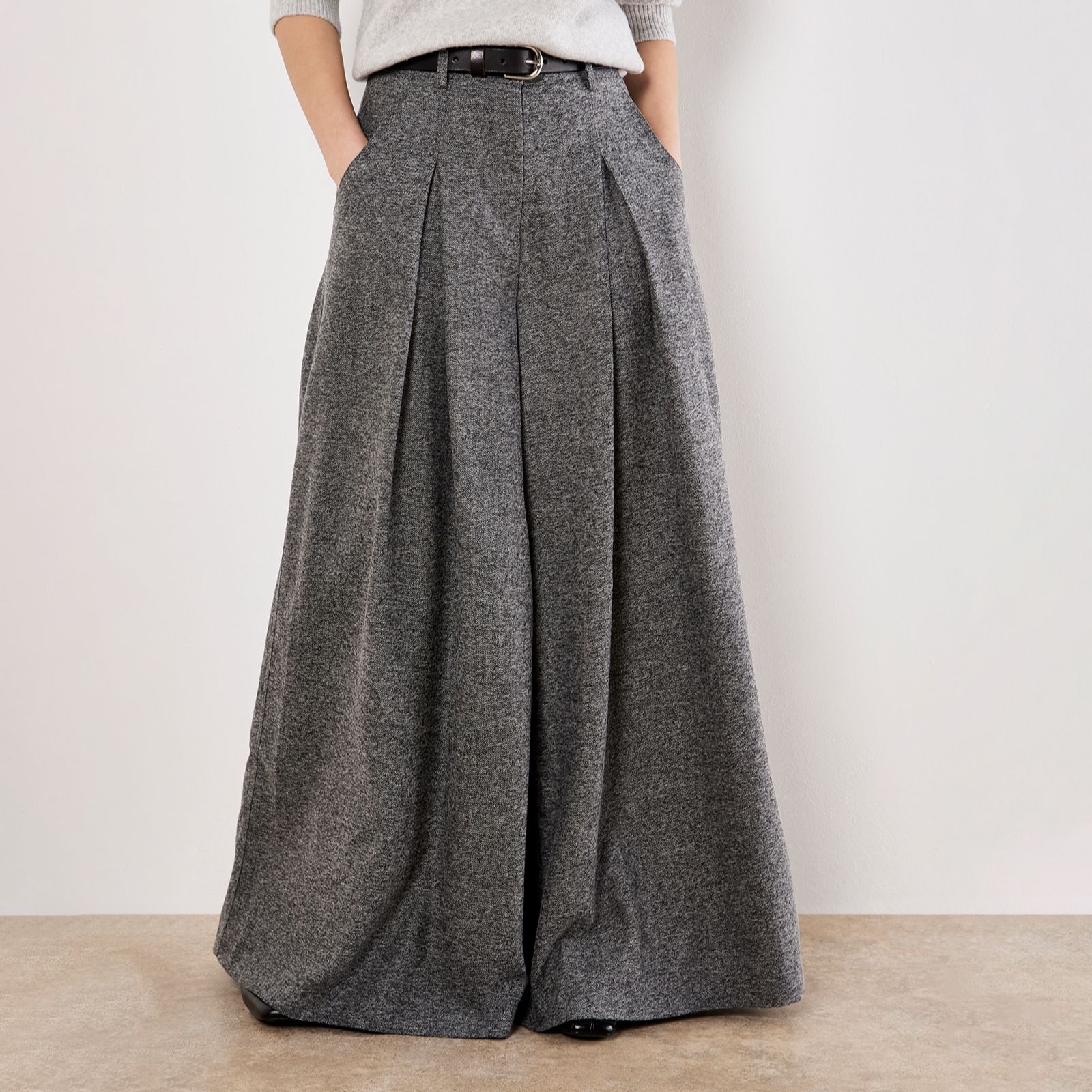 Apricot Inverted Pleat Super Wide Tailored Trouser