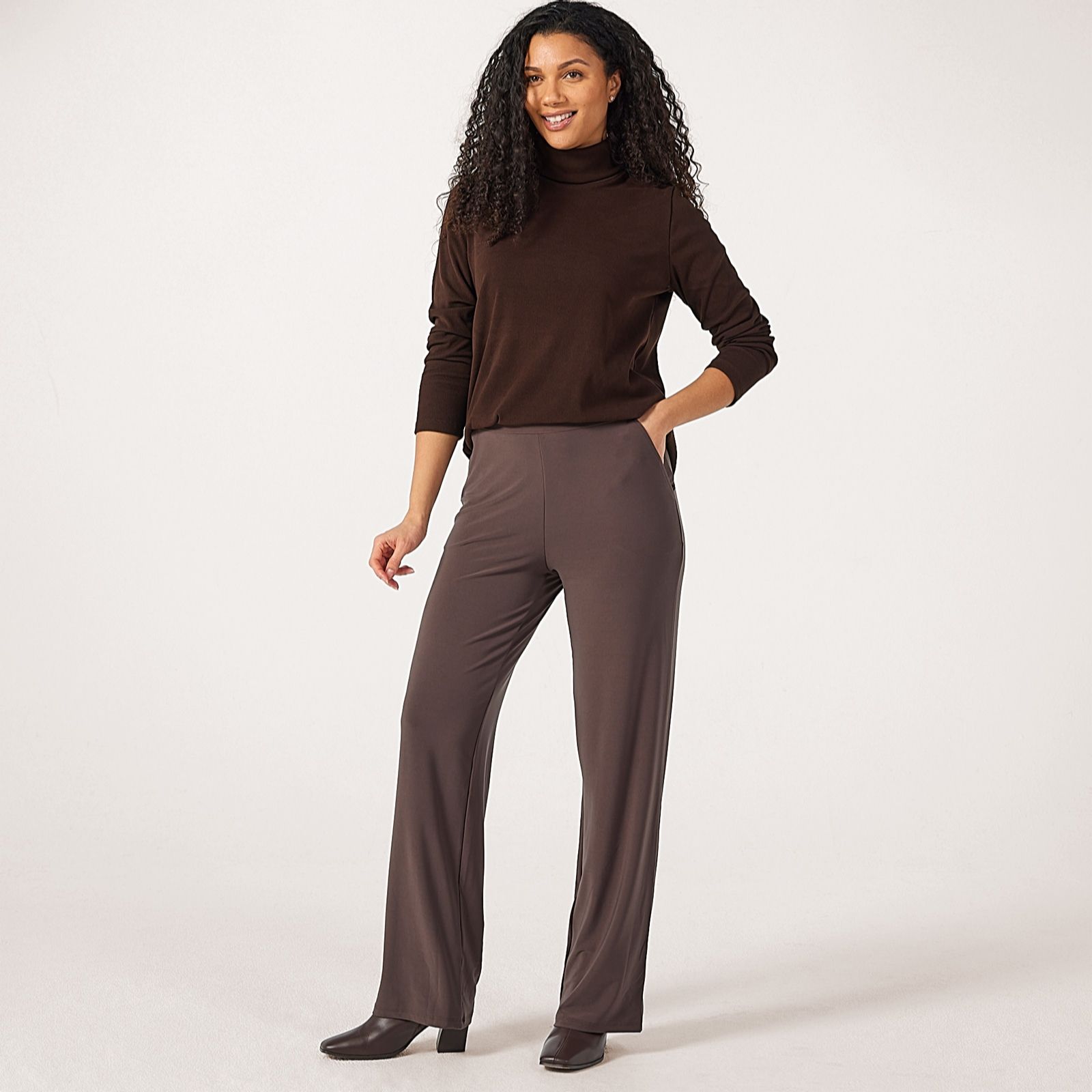 Kim & Co Deluxe Brazil Jersey Katy Standard Straight Leg Trousers with Pockets