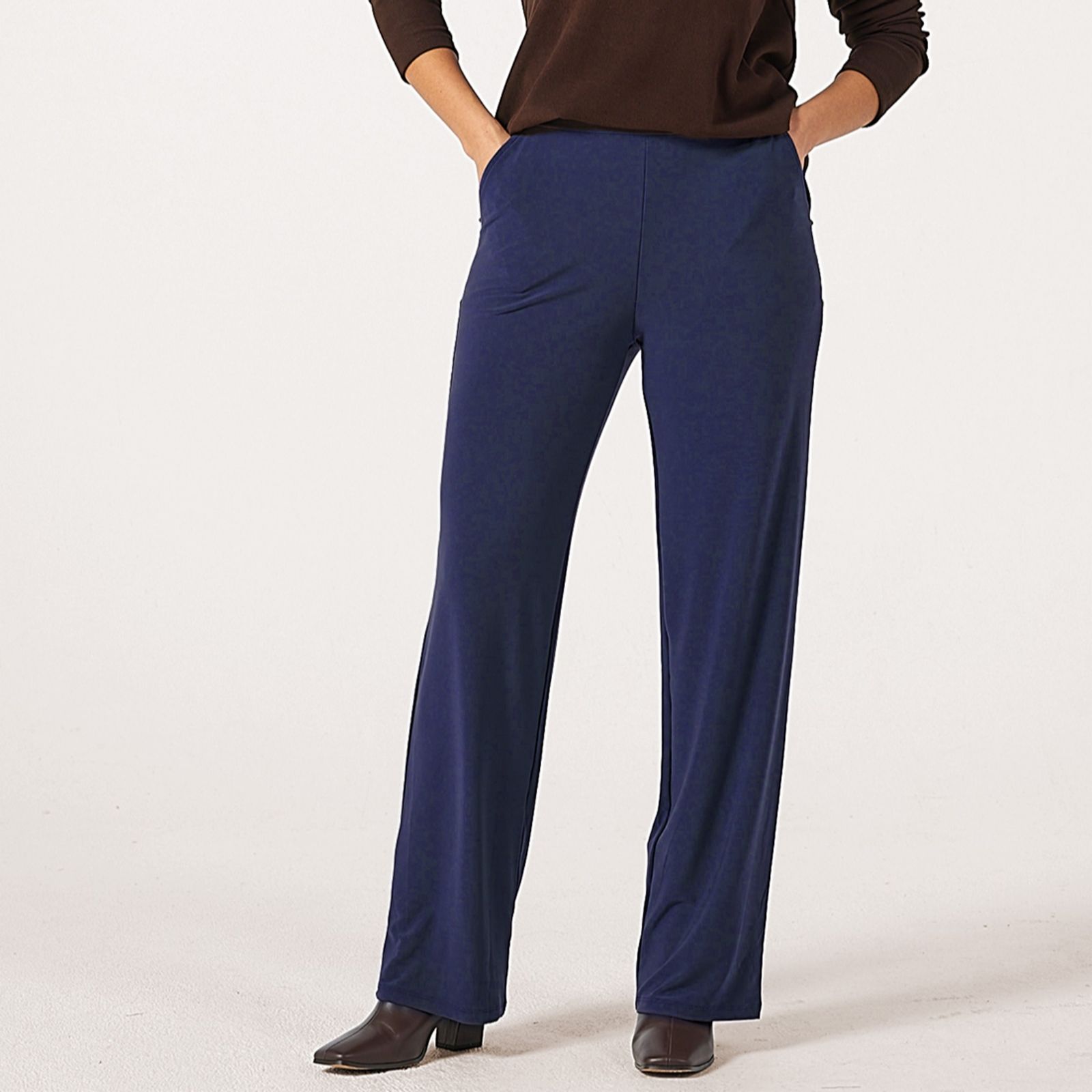 Kim & Co Deluxe Brazil Jersey Katy Standard Straight Leg Trousers with Pockets