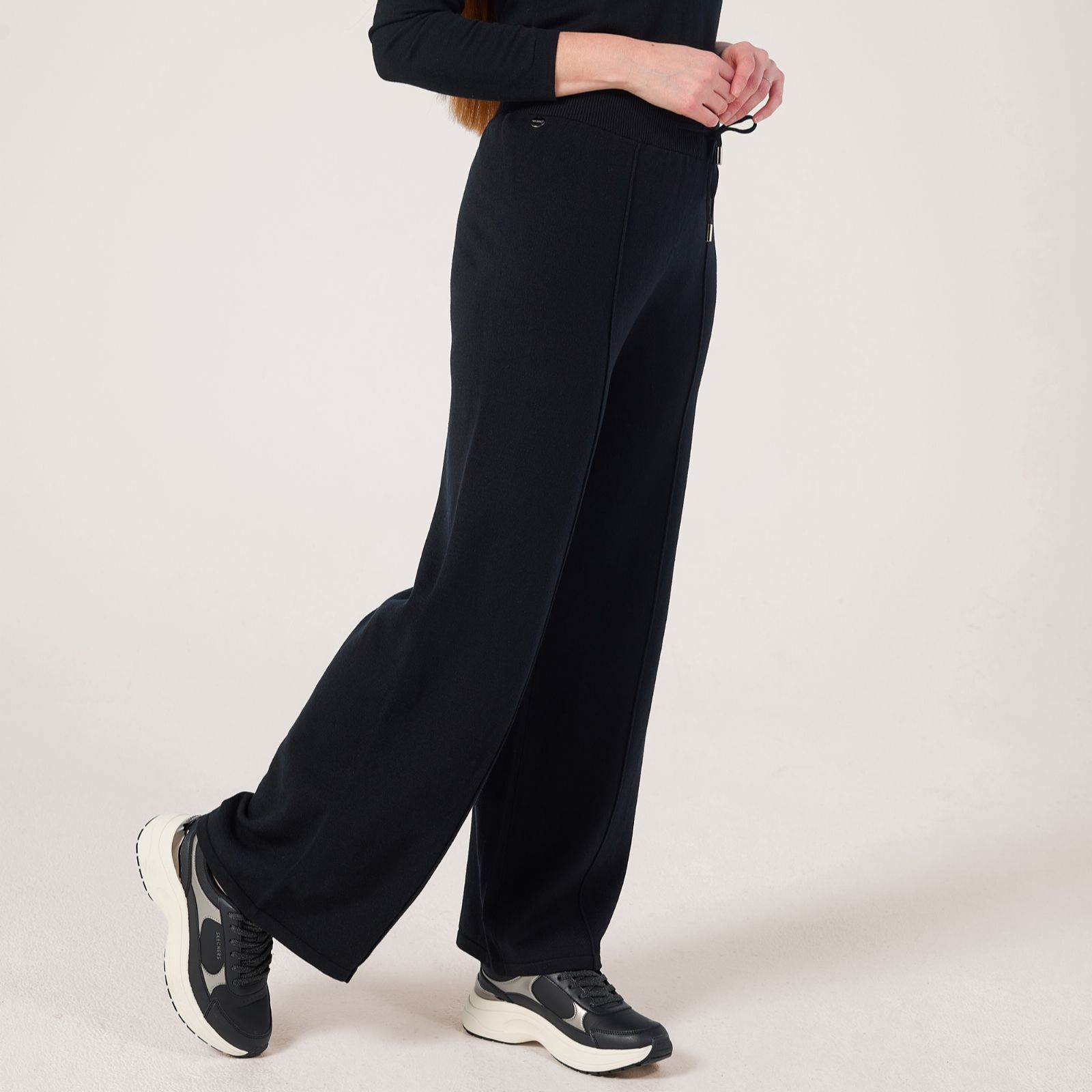 Malissa J Knit Wide-Leg Trousers with Tie Waist