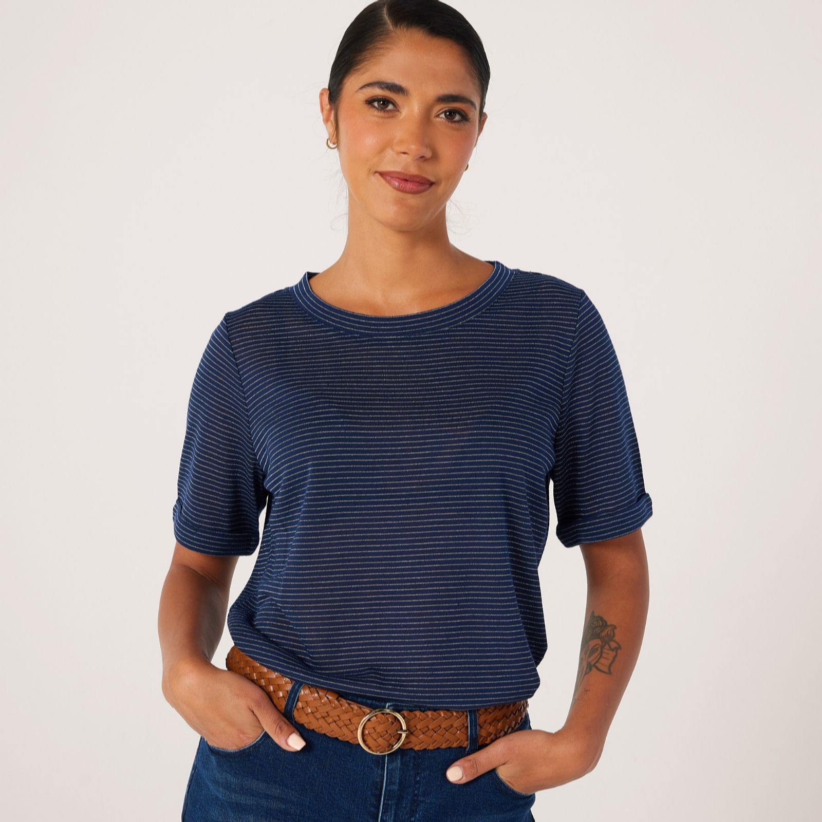 Ben de Lisi Linen Mix Jersey Stripe T-Shirt