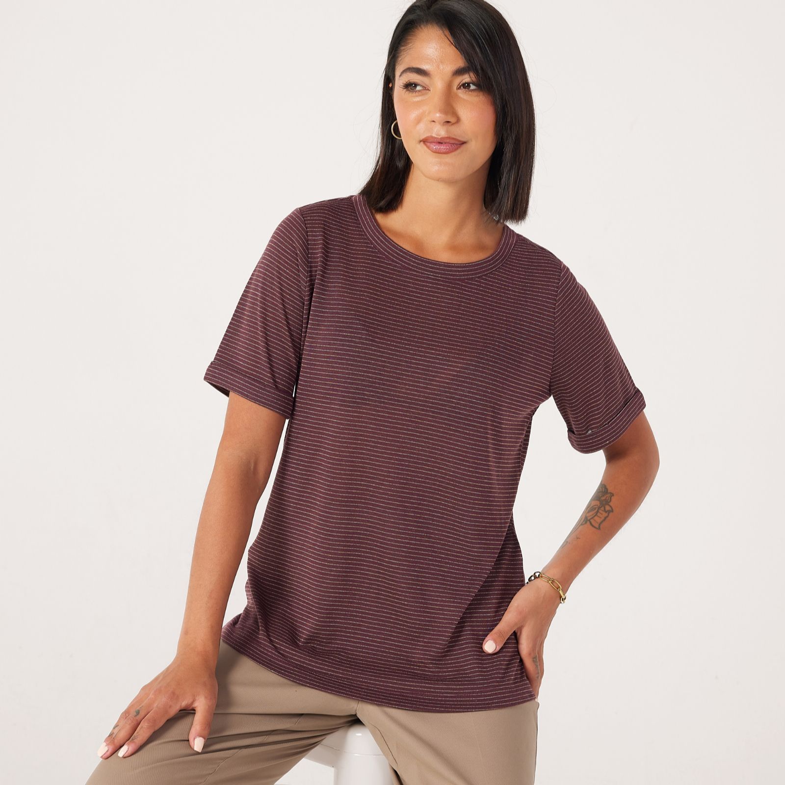 Ben de Lisi Linen Mix Jersey Stripe T-Shirt