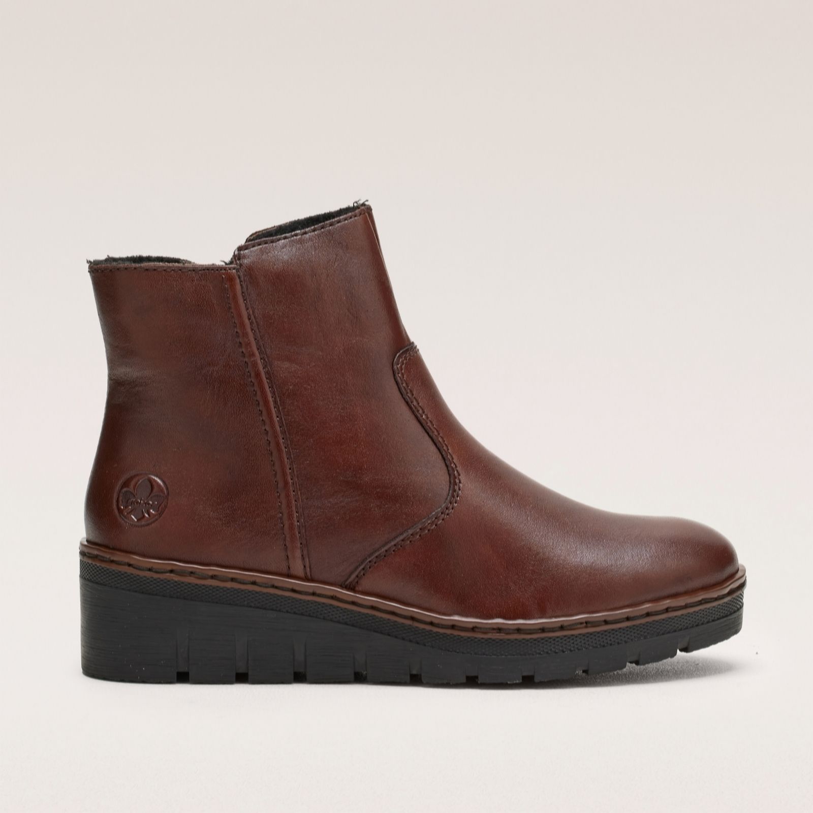 Outlet Rieker Leather Warm Lined Wedge Boots